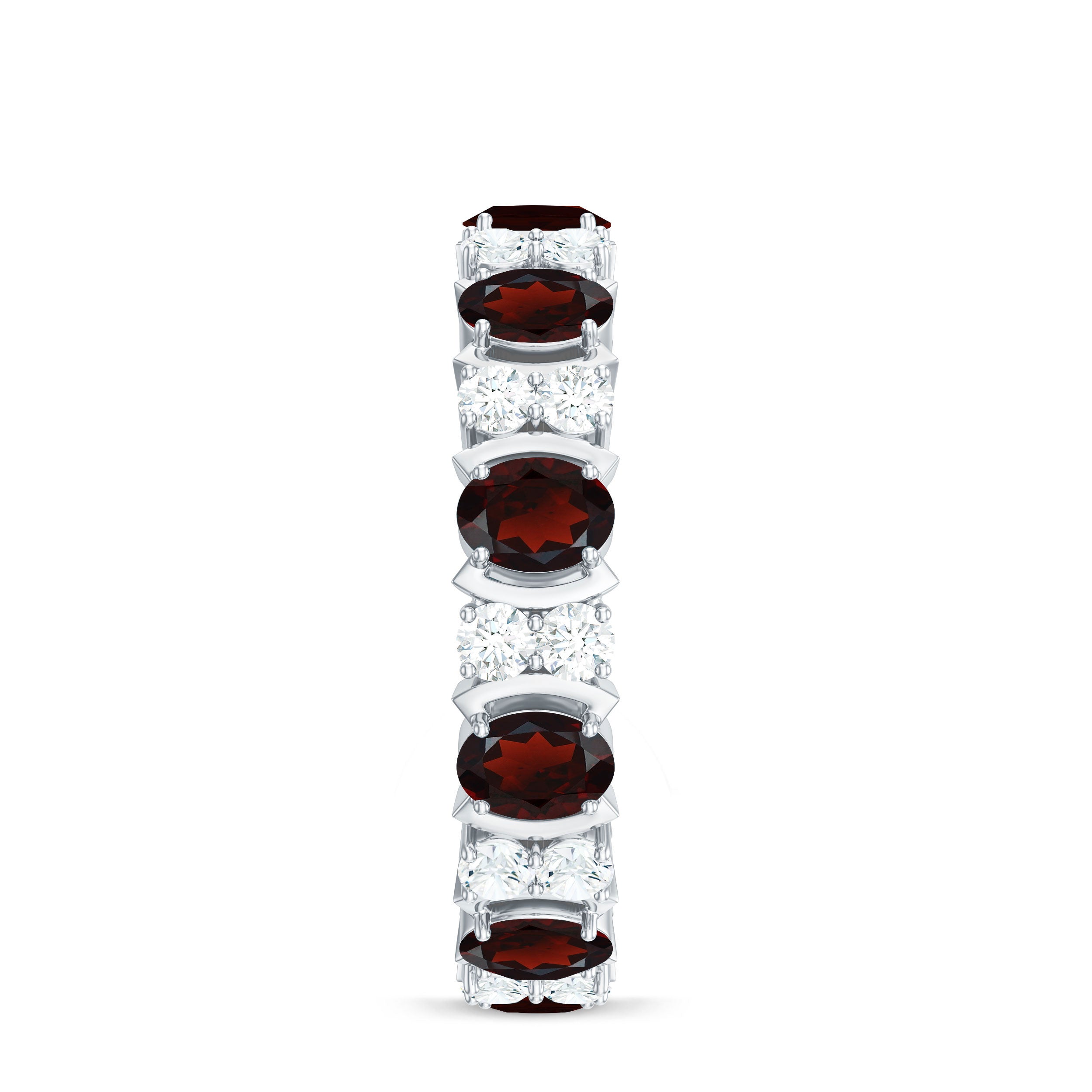 Rosec Jewels-Natural Garnet Diamond Eternity Wedding Band Ring