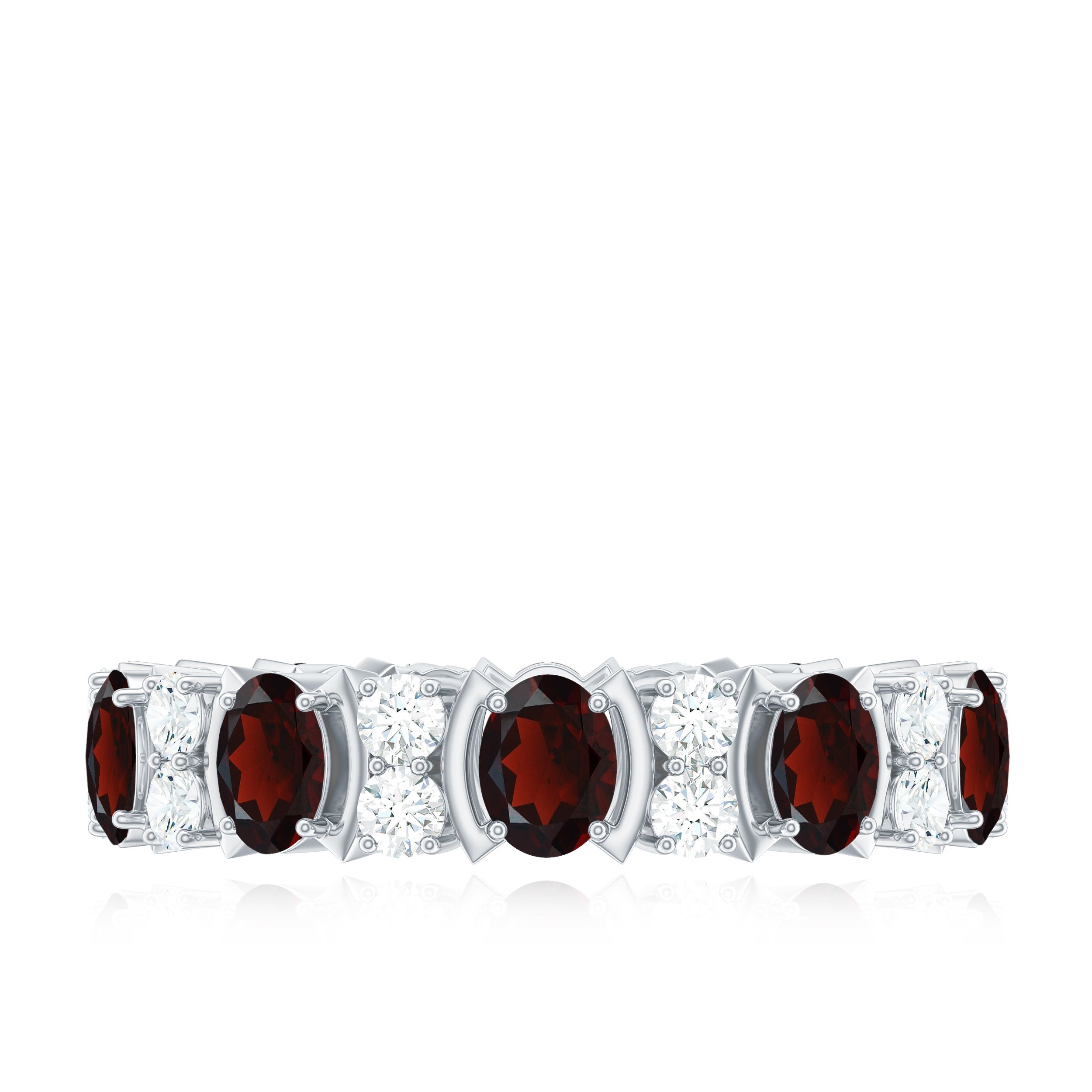 Rosec Jewels-Natural Garnet Diamond Eternity Wedding Band Ring