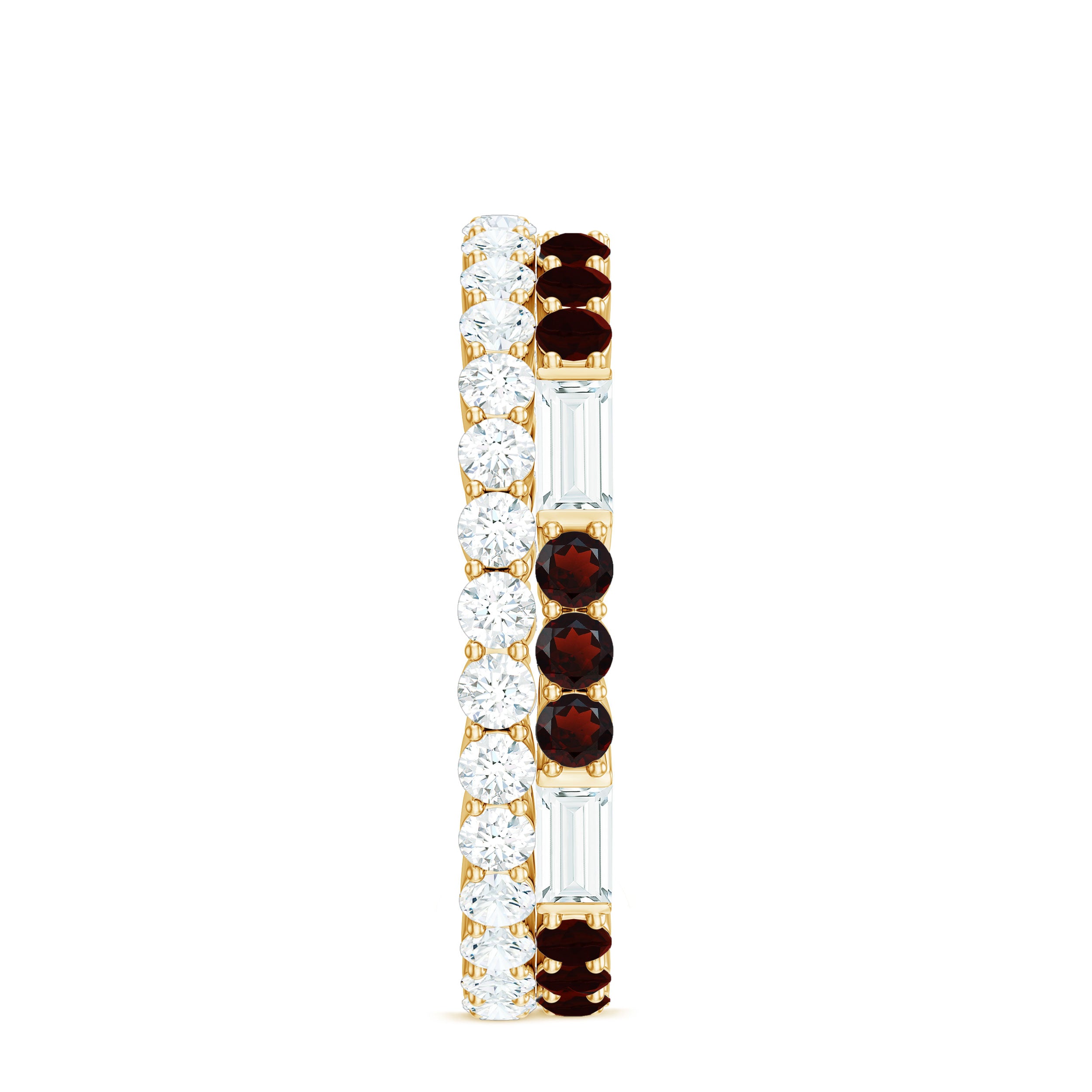 Certified Real Garnet Two Row Wedding Eternity Band Ring AAA - Rosec Jewels