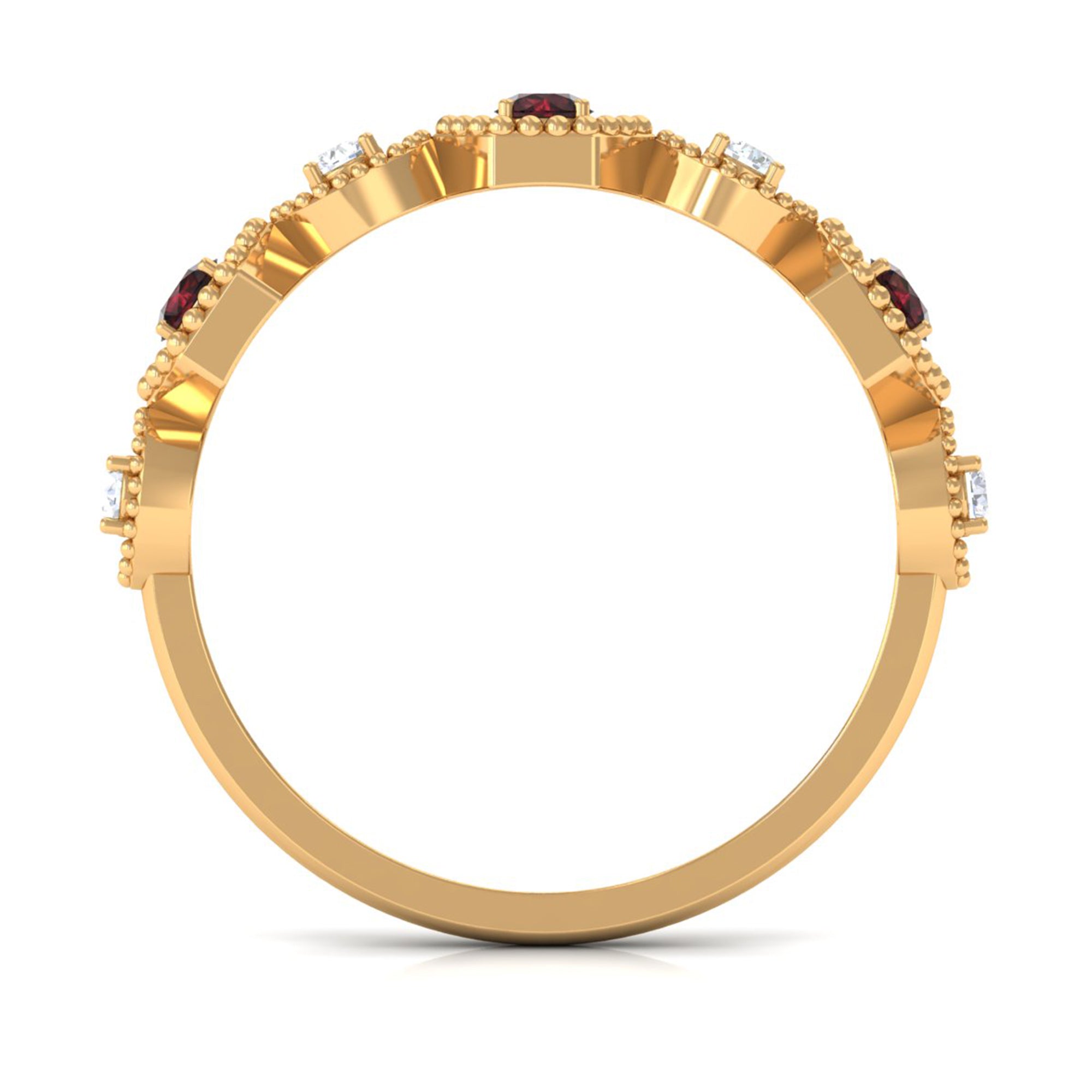 Rosec Jewels-Genuine Red Garnet Diamond Half Eternity Ring