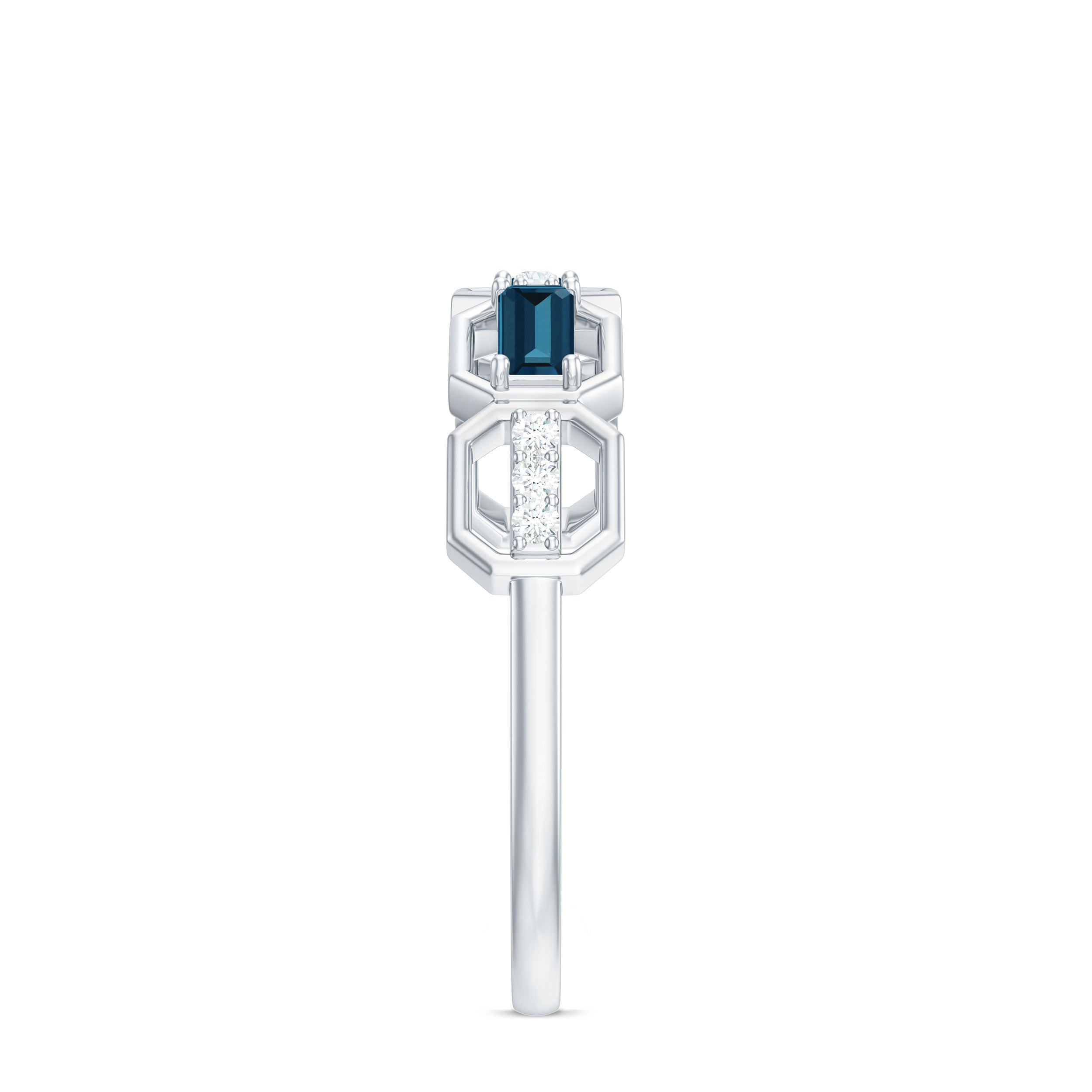 Rosec Jewels-Natural London Blue Topaz Designer Eternity Band with Diamond