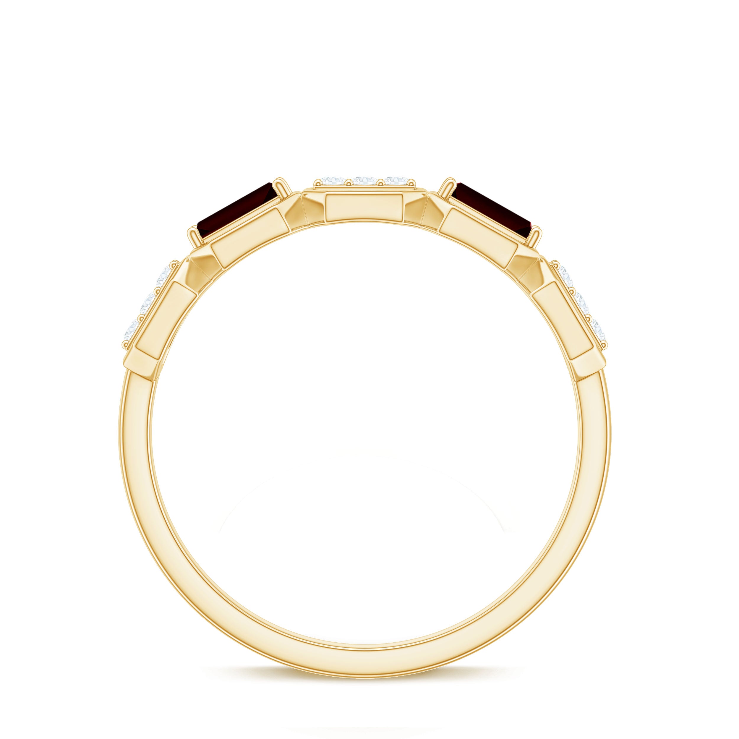 Rosec Jewels-Genuine Baguette Garnet Diamond Wedding Band Ring