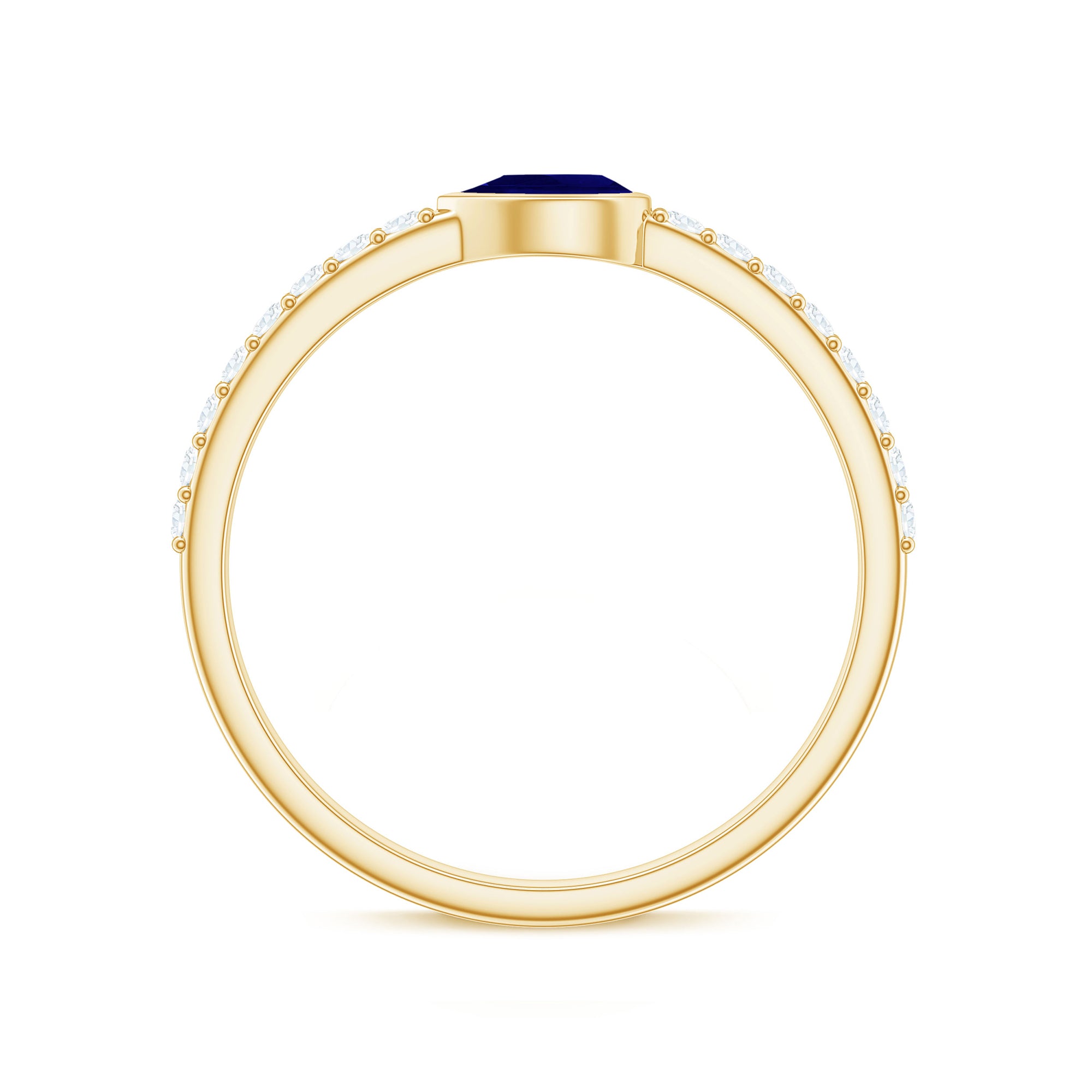 Rosec Jewels-Real Pear Shape Blue Sapphire Promise Ring with Diamond