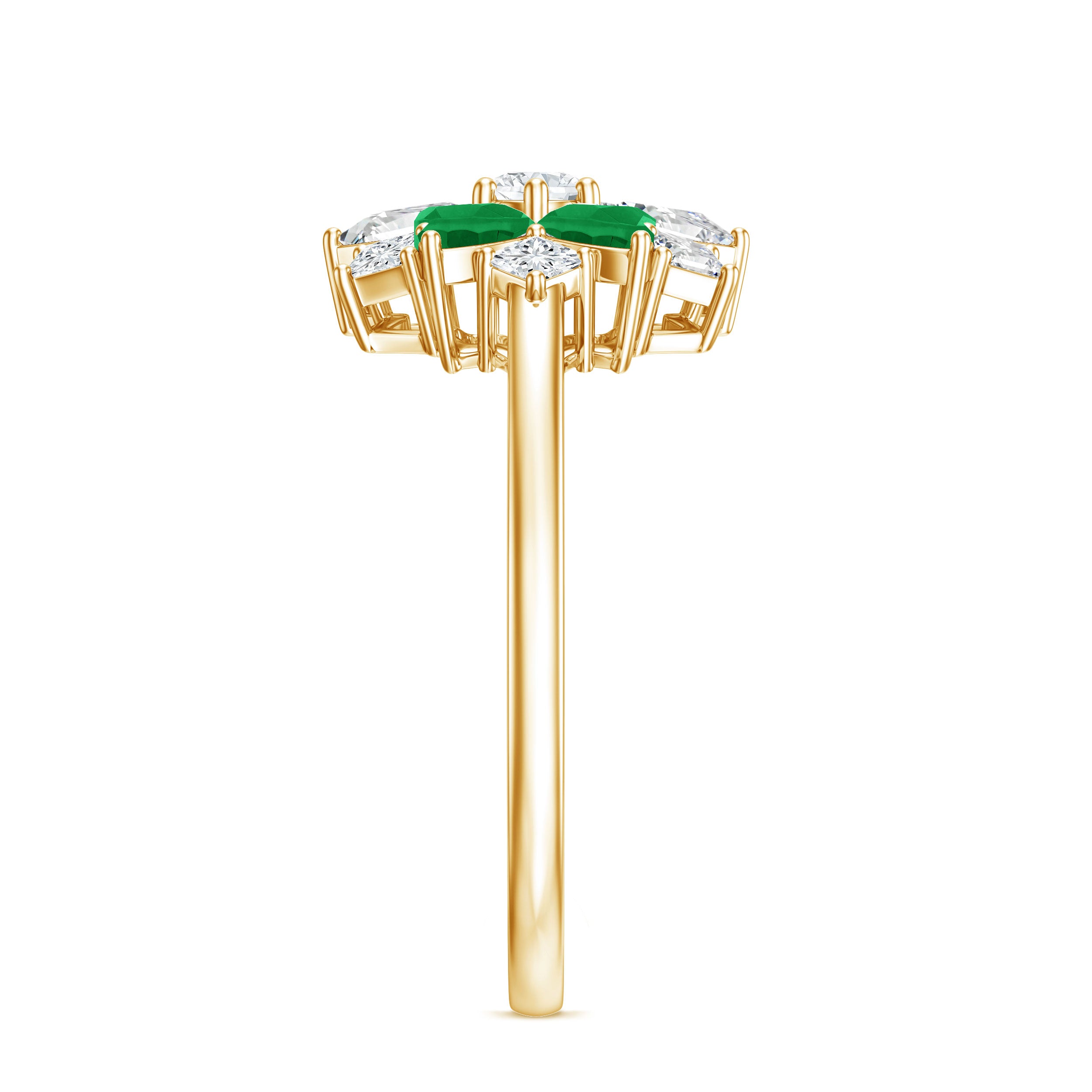 Genuine Emerald and Diamond Nature Inspired Statement Ring AAA - Rosec Jewels