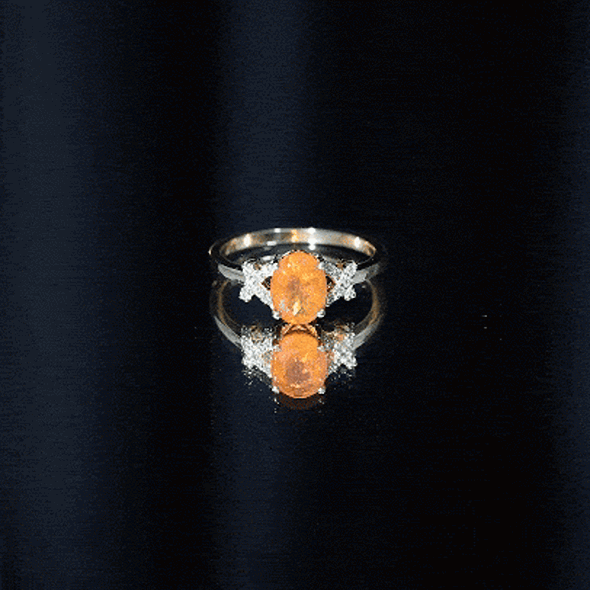 1 Carat Oval Fire Opal and Diamond Engagement Ring with Split Shank AAA - Rosec Jewels