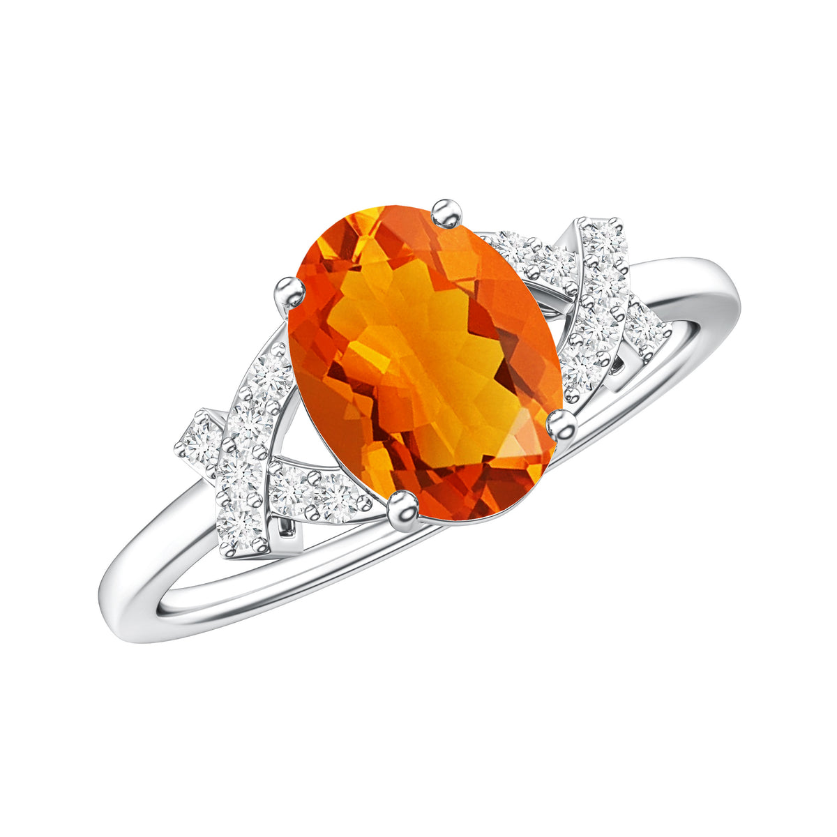 1 Carat Oval Fire Opal and Diamond Engagement Ring with Split Shank AAA - Rosec Jewels