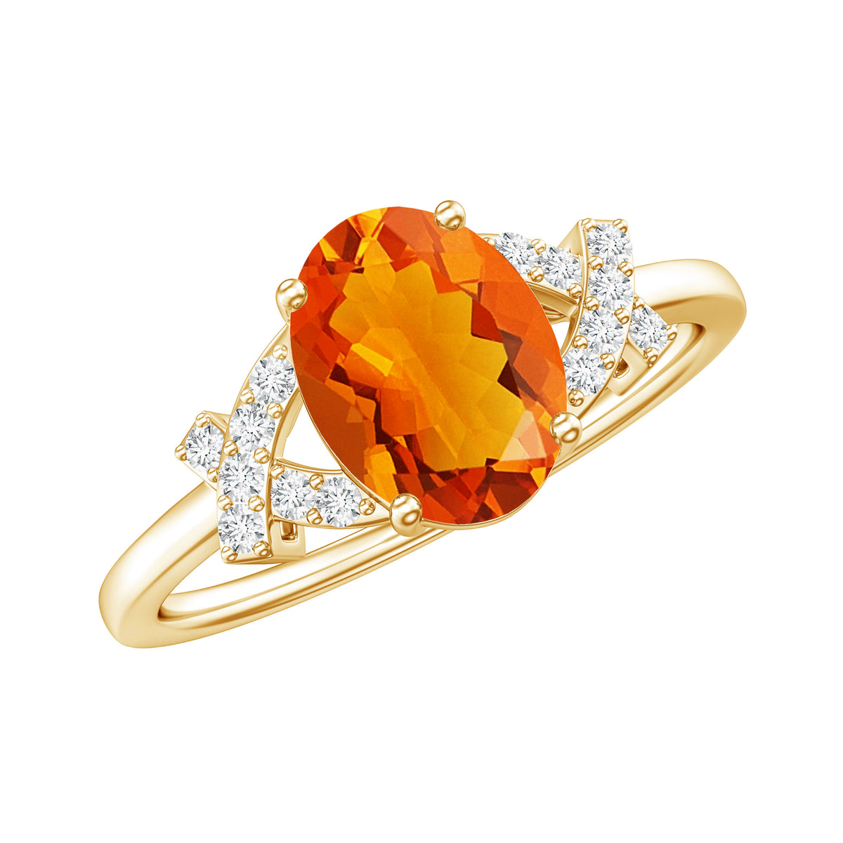1 Carat Oval Fire Opal and Diamond Engagement Ring with Split Shank AAA - Rosec Jewels