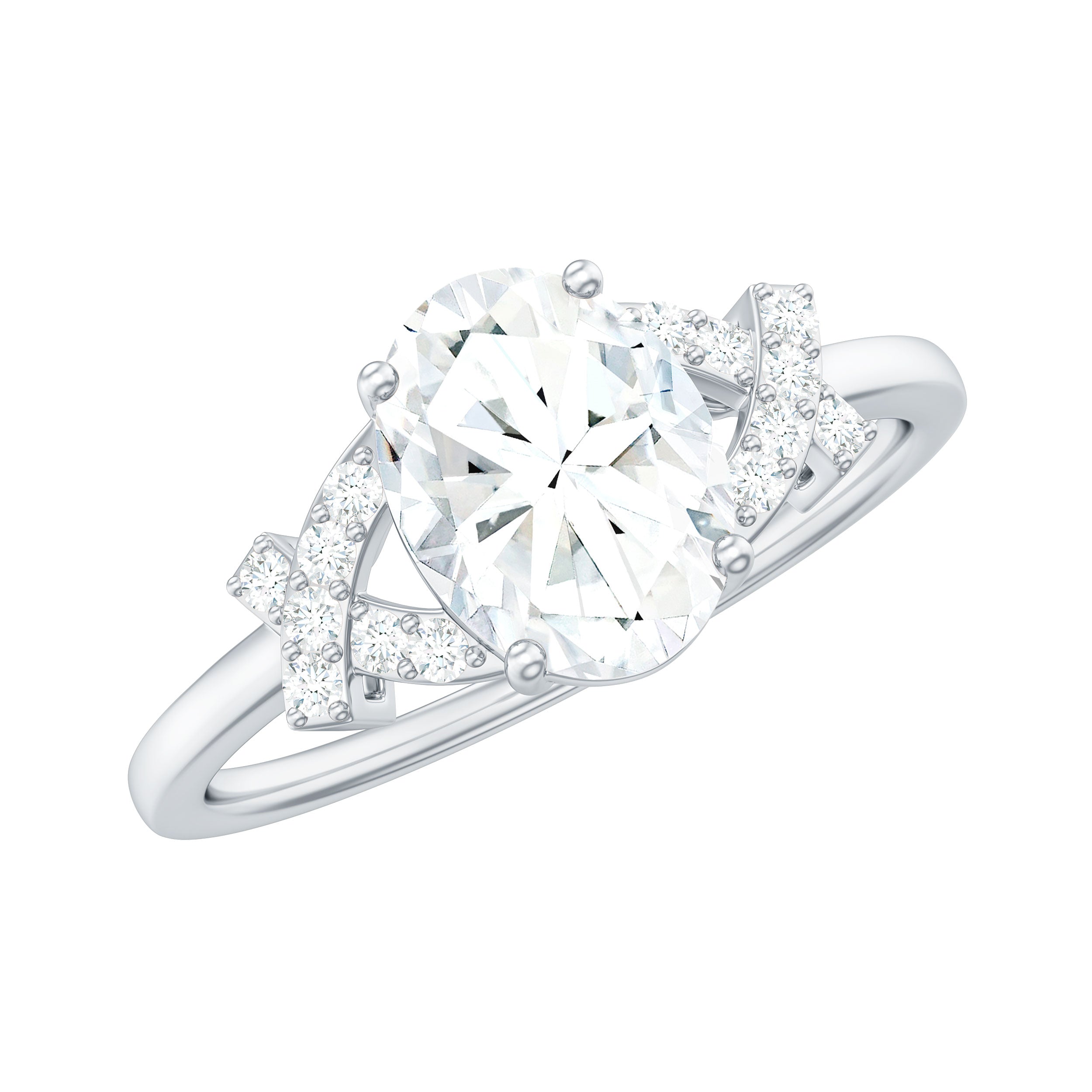 Certified Moissanite Oval Engagement Ring in Split Shank