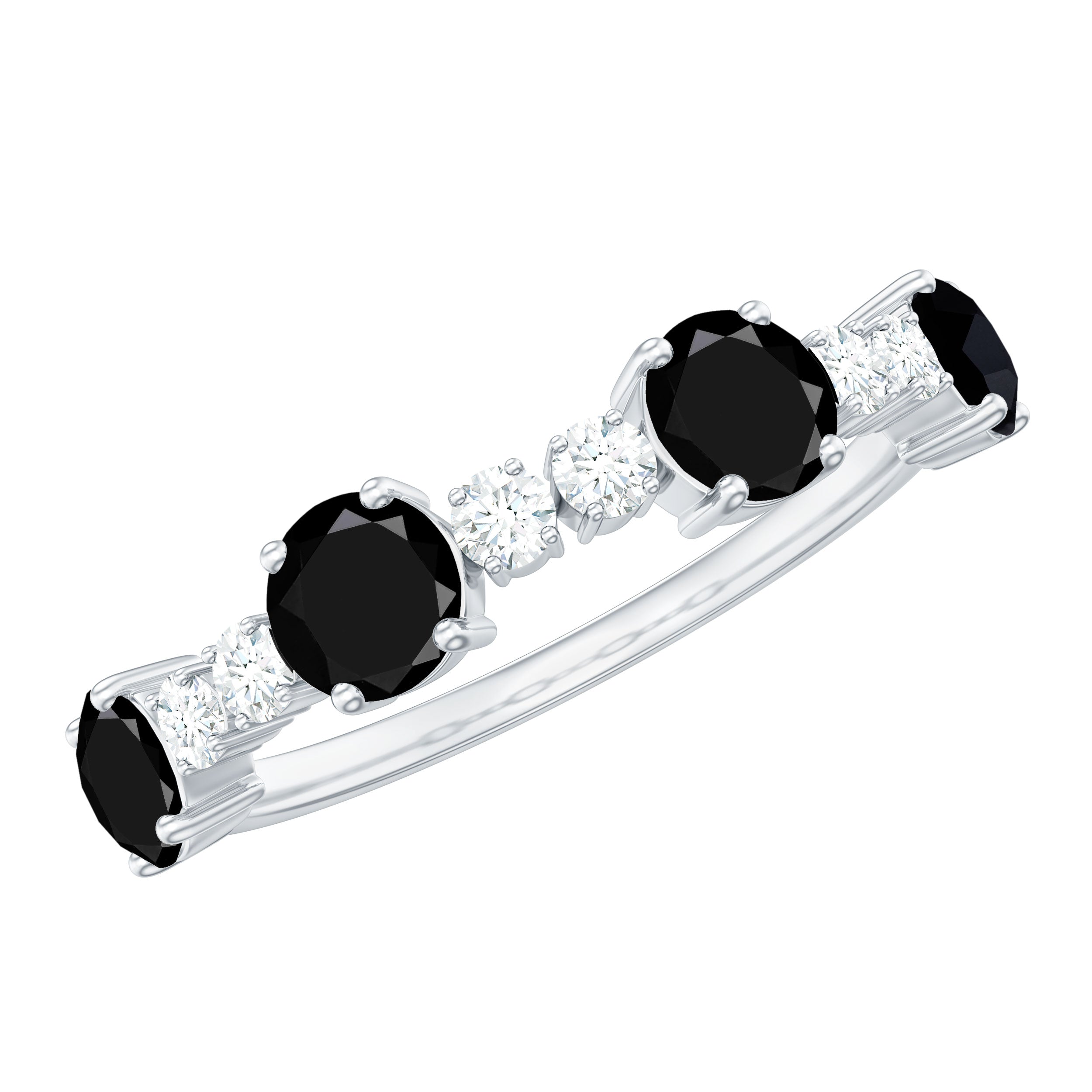 Real Black Diamond and Diamond Half Eternity Ring