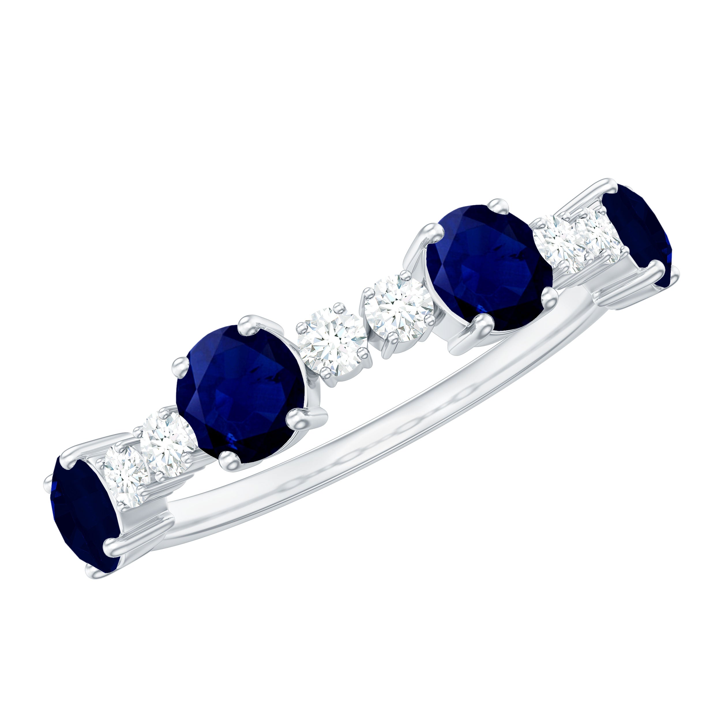Real Blue Sapphire and Diamond Eternity Ring