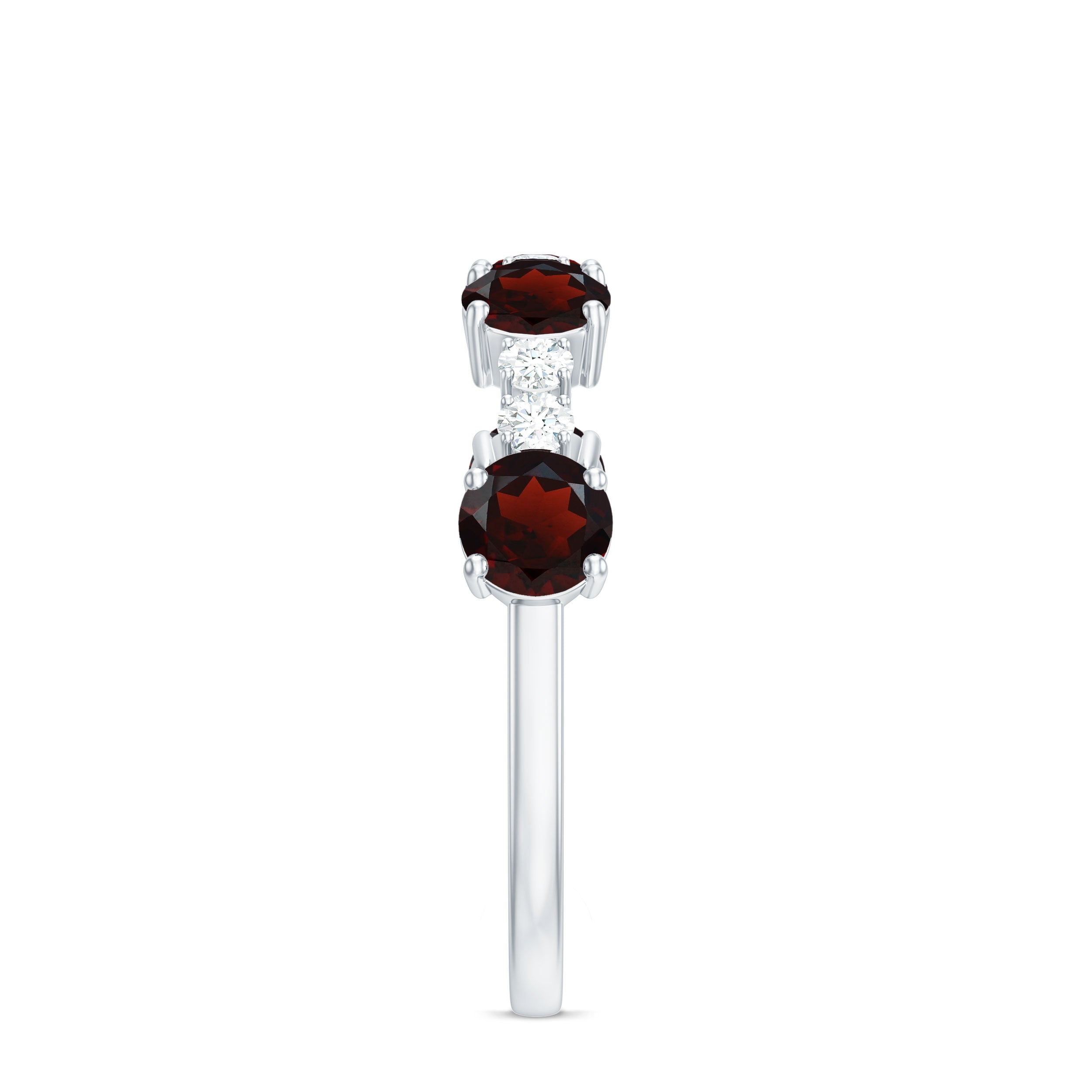 Rosec Jewels-Genuine Garnet Half Eternity Ring with Diamond
