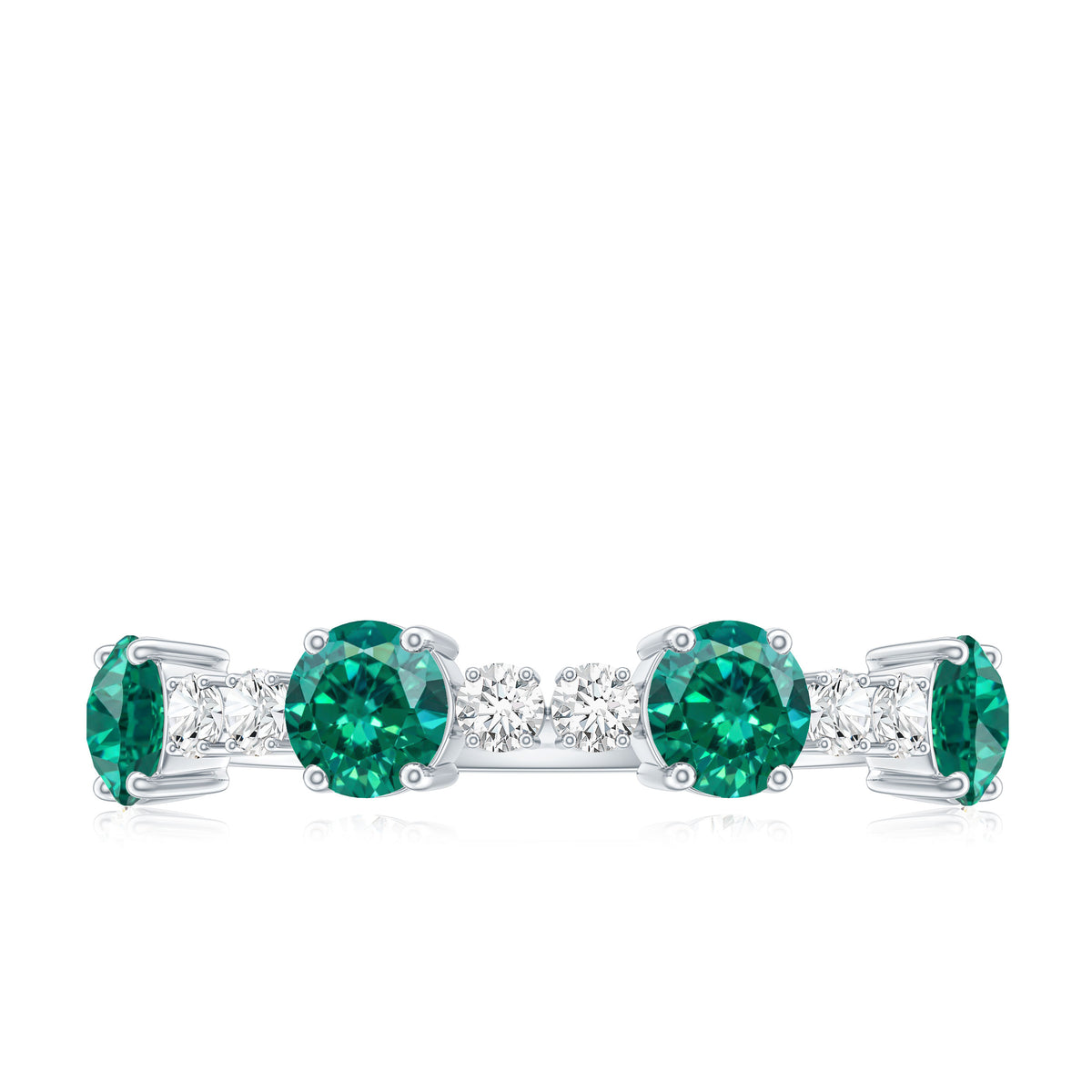Certified Lab Grown Emerald Diamond Half Eternity Ring in Prong Set AAAA - Rosec Jewels