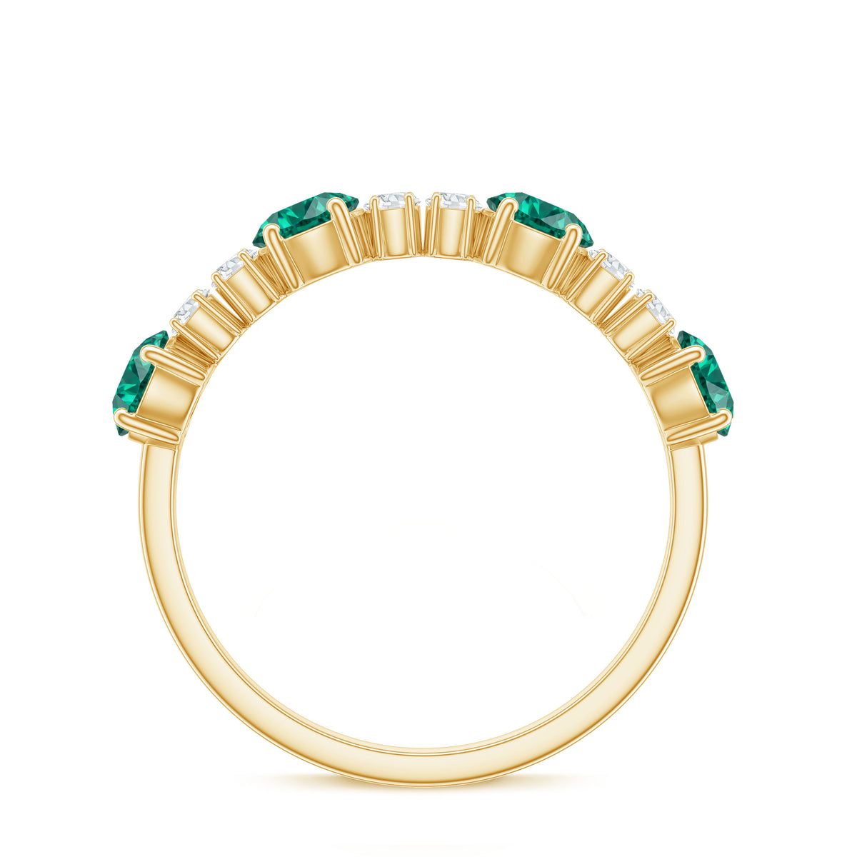 Certified Lab Grown Emerald Diamond Half Eternity Ring in Prong Set AAAA - Rosec Jewels