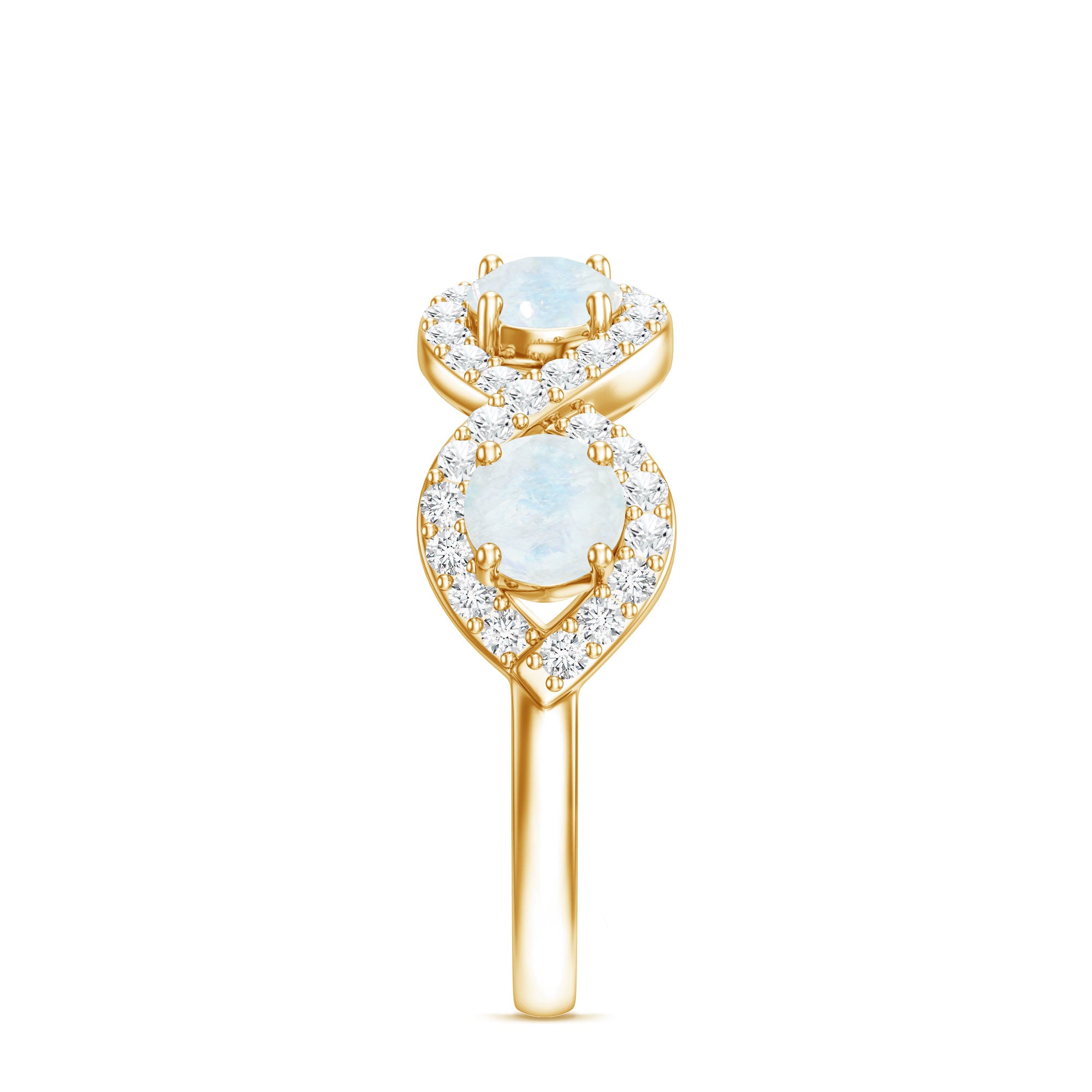 Rosec Jewels-Genuine Moonstone Half Eternity Ring with Diamond