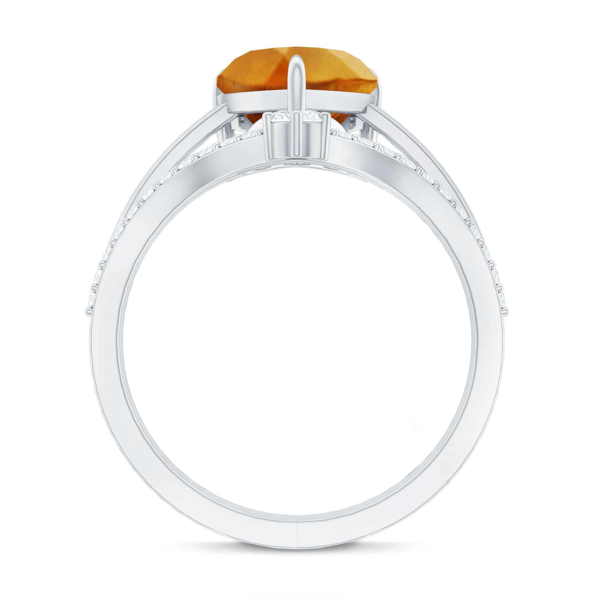 Rosec Jewels-Natural Citrine Heart Engagement Ring with Diamond Enhancer