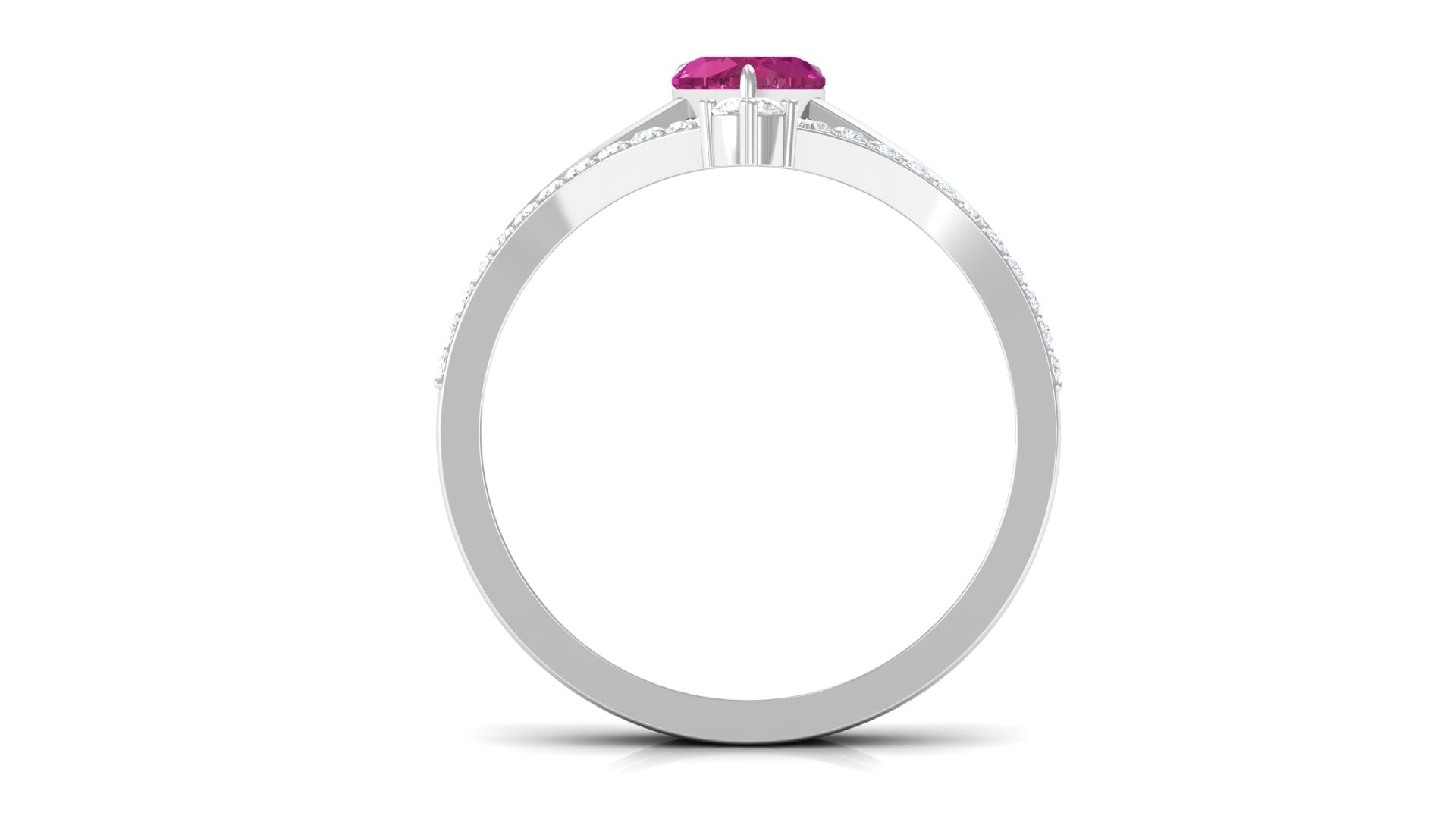 Heart Shape Pink Tourmaline Ring Set with Diamond AAA - Rosec Jewels
