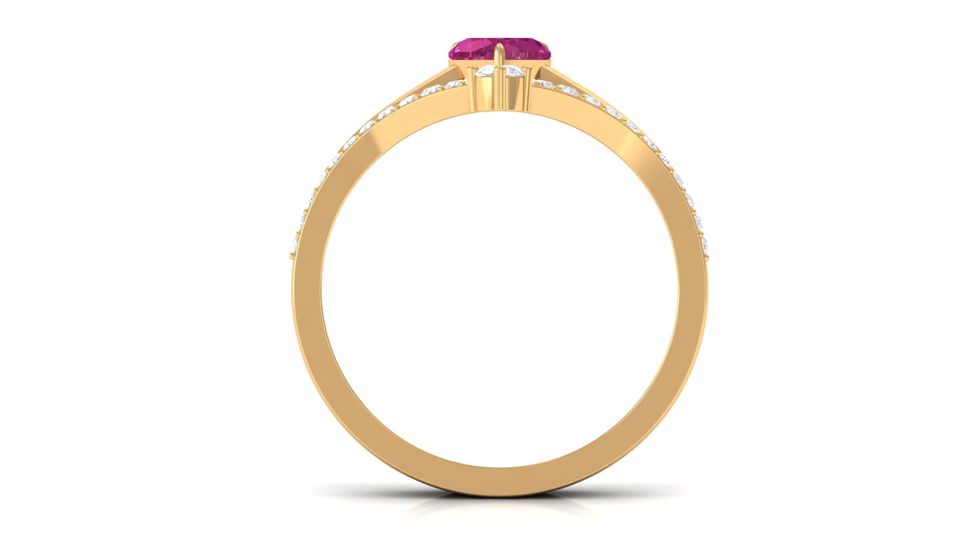 Heart Shape Pink Tourmaline Ring Set with Diamond AAA - Rosec Jewels