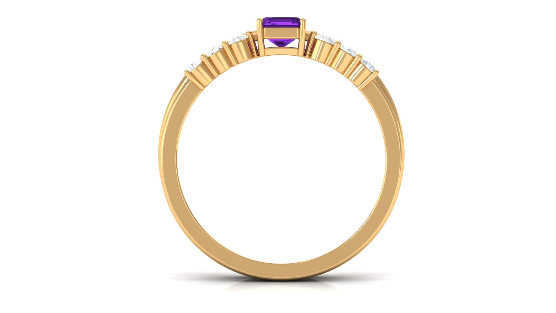 1.4 Carat Emerald Cut Amethyst Engagement Ring with Diamond Enhancer AAA - Rosec Jewels