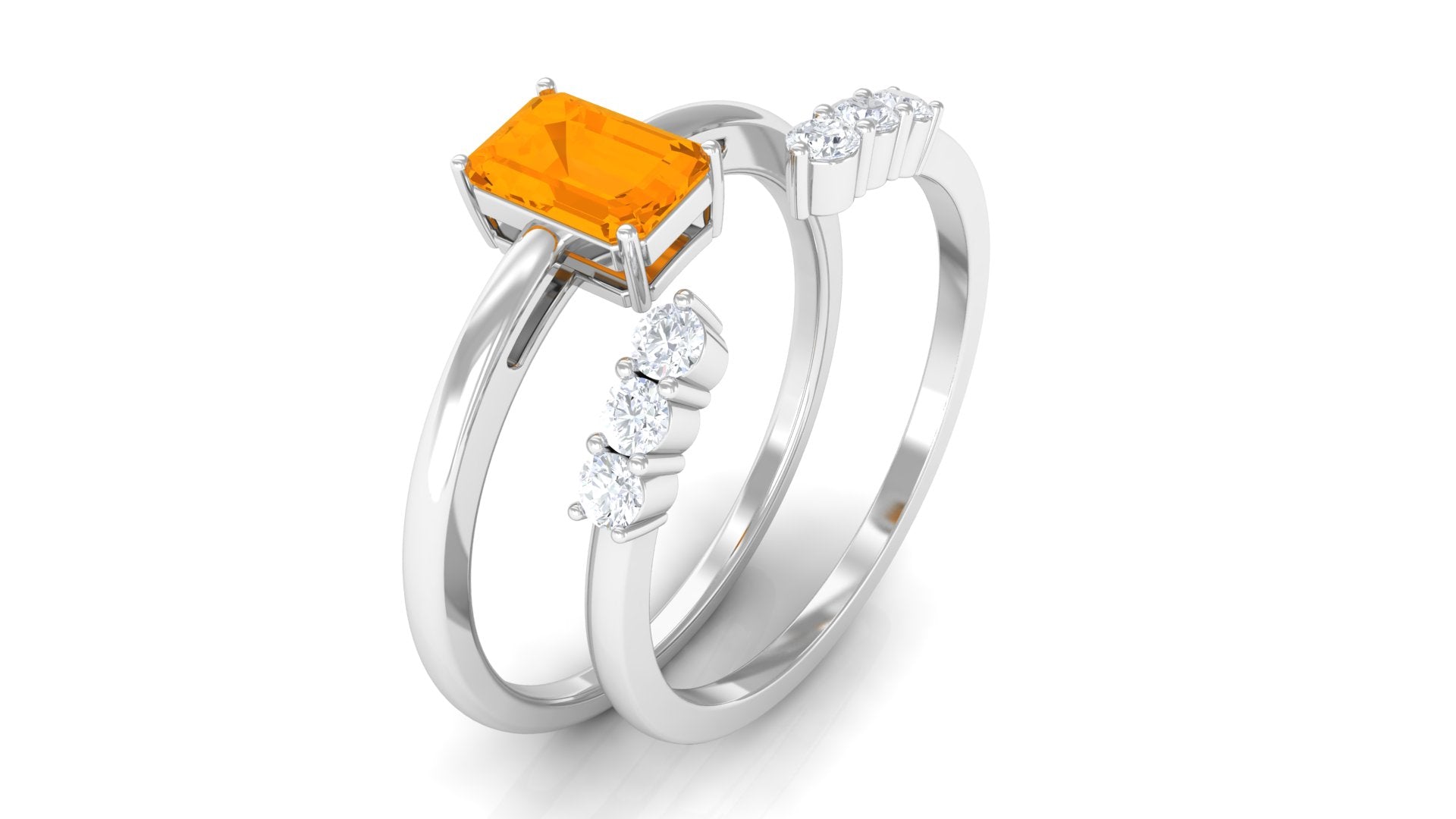 Rosec Jewels-Real Fire Opal Solitaire Ring set with Diamond