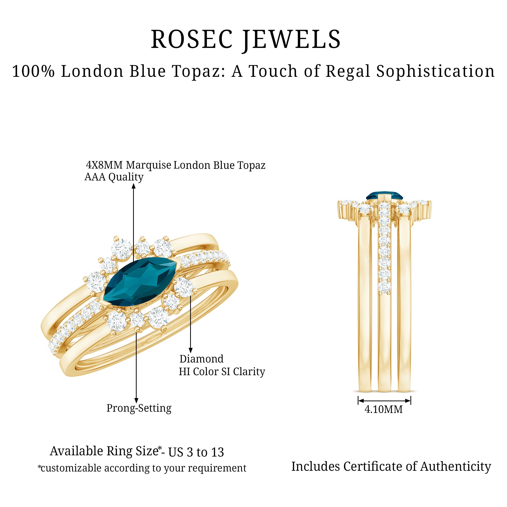 Rosec Jewels-East West Style Black Onyx and Diamond Trio Wedding Ring Set