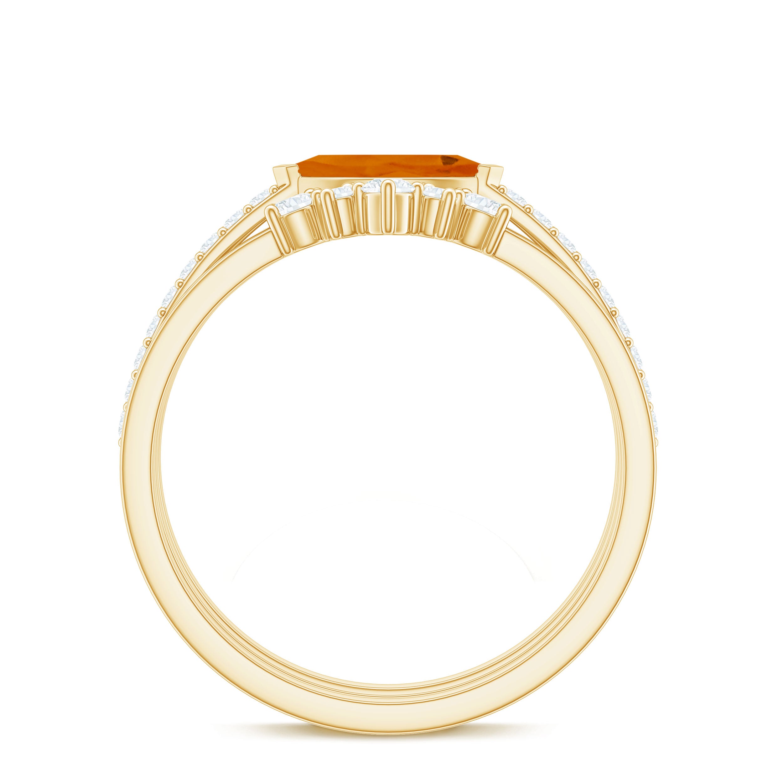 Rosec Jewels-Marquise Shape Fire Opal Ring Set with Diamond