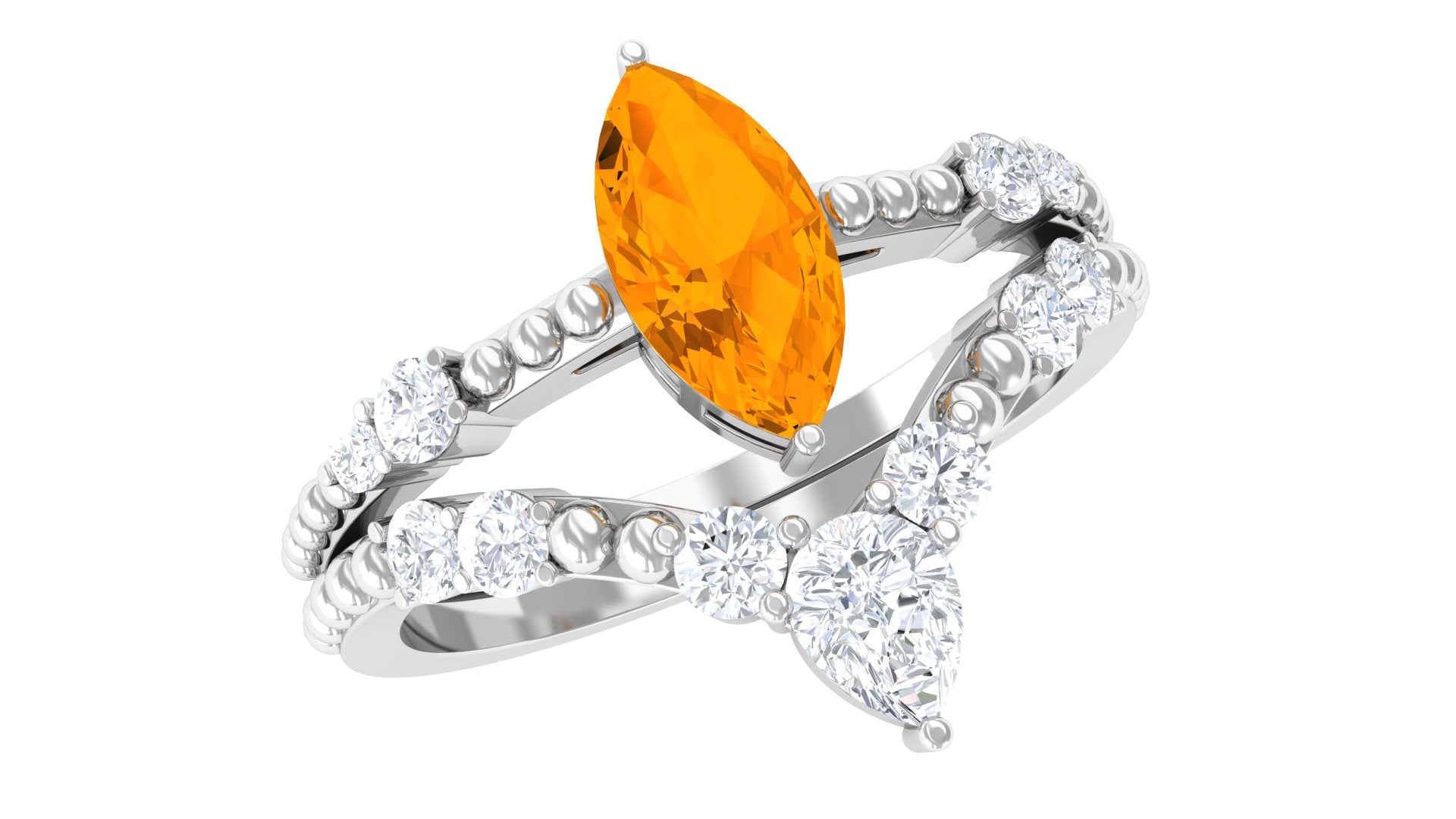 Marquise Cut Fire Opal and Moissanite Ring Set