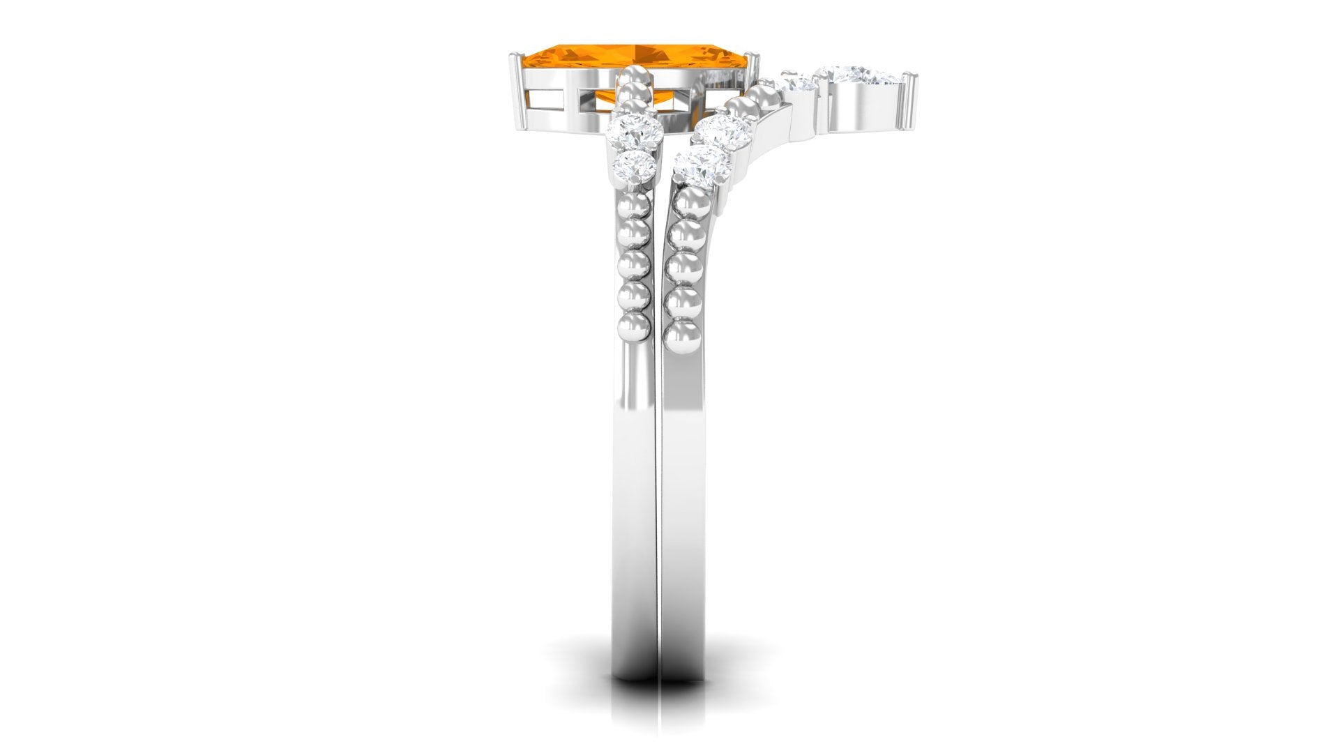 Marquise Cut Fire Opal and Diamond Wedding Ring Set AAA - Rosec Jewels