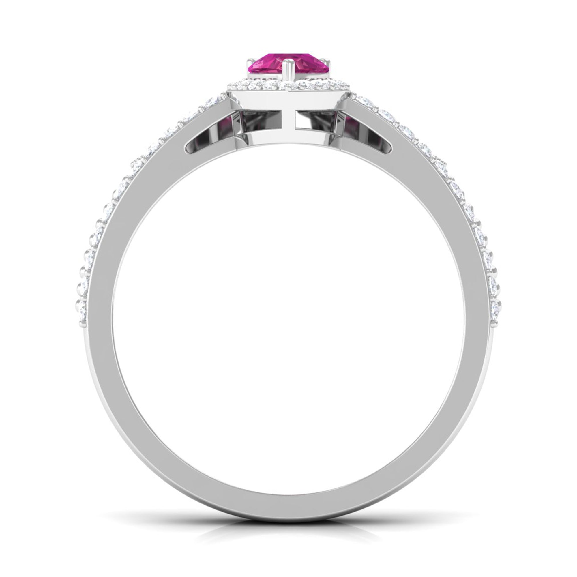 Pink tourmaline Vintage Teardrop Wedding Ring Set with Diamond AAA - Rosec Jewels