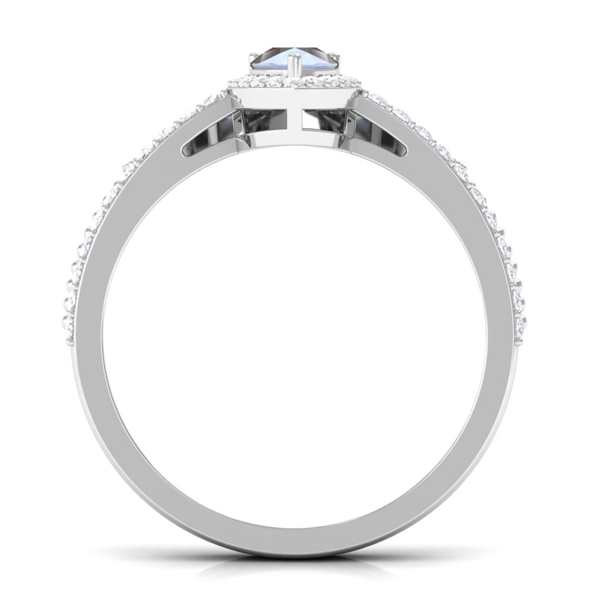 1.5 Vintage Inspired Moonstone Teardrop Wedding Ring Set with Diamond AAA - Rosec Jewels