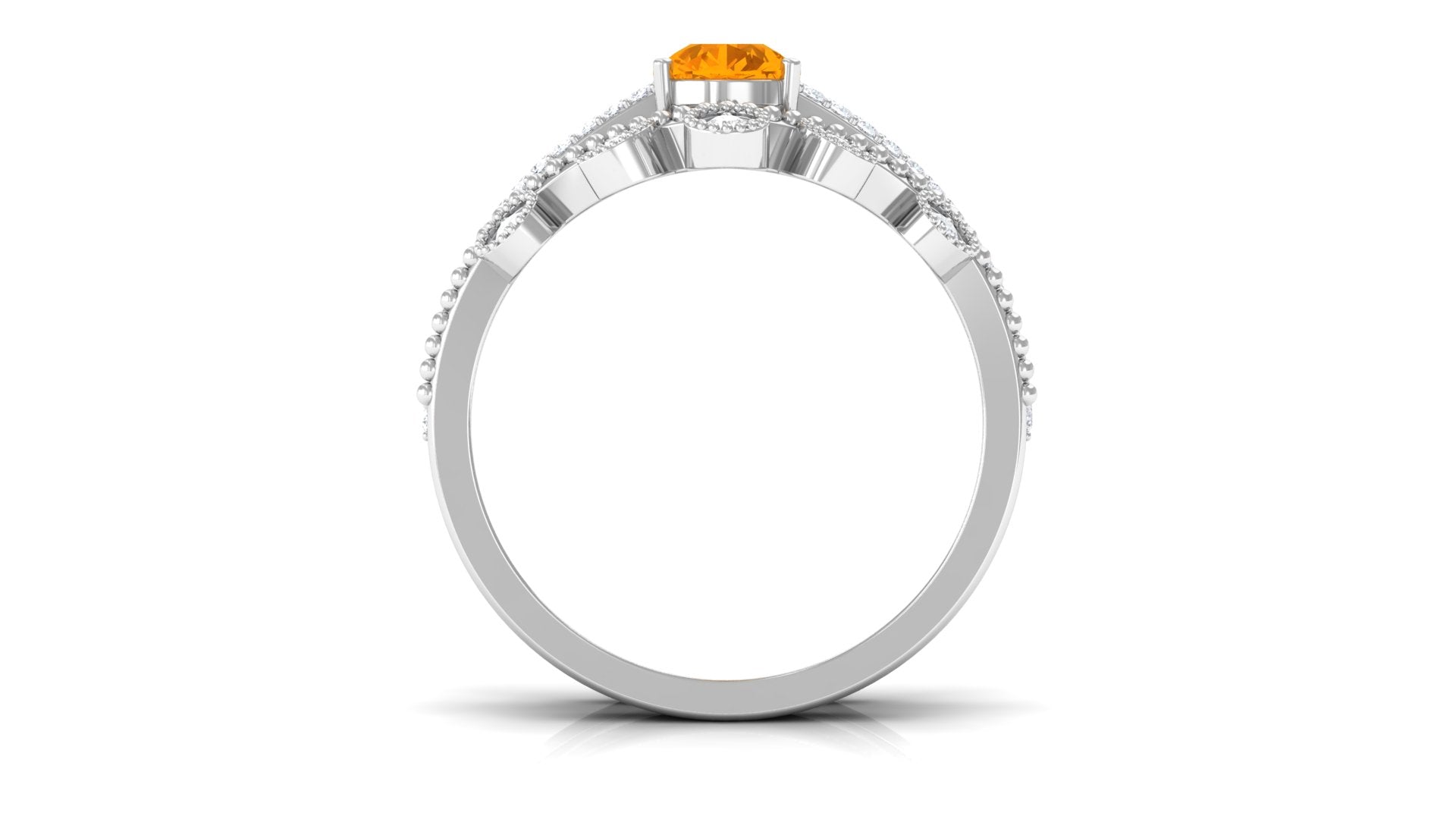 Pear Cut Fire Opal and Diamond Vintage Engagement Ring with Wedding Band Set AAA - Rosec Jewels