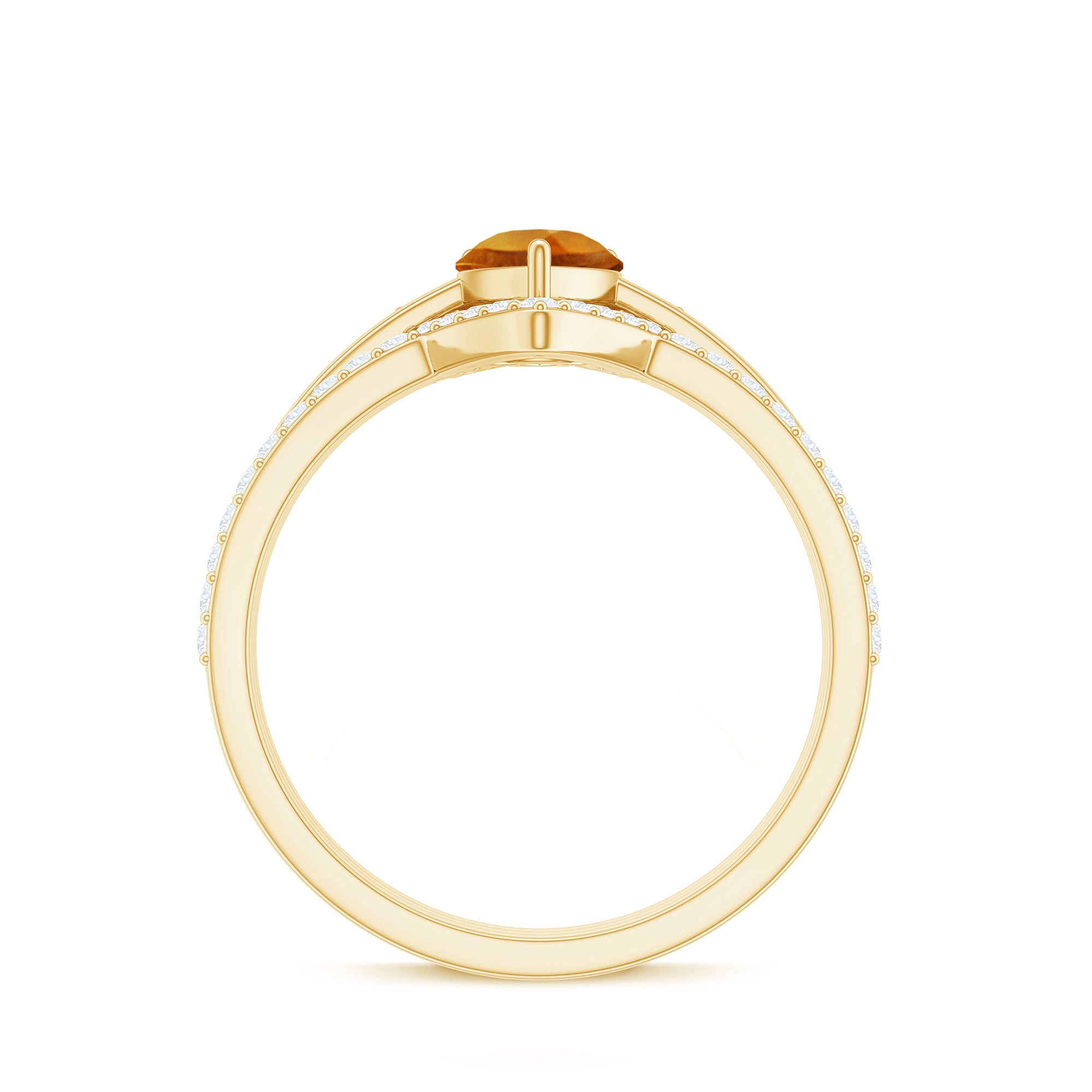 Natural Pear Shape Citrine Wedding Bridal Ring Set of 3 with Certificate AAA - Rosec Jewels
