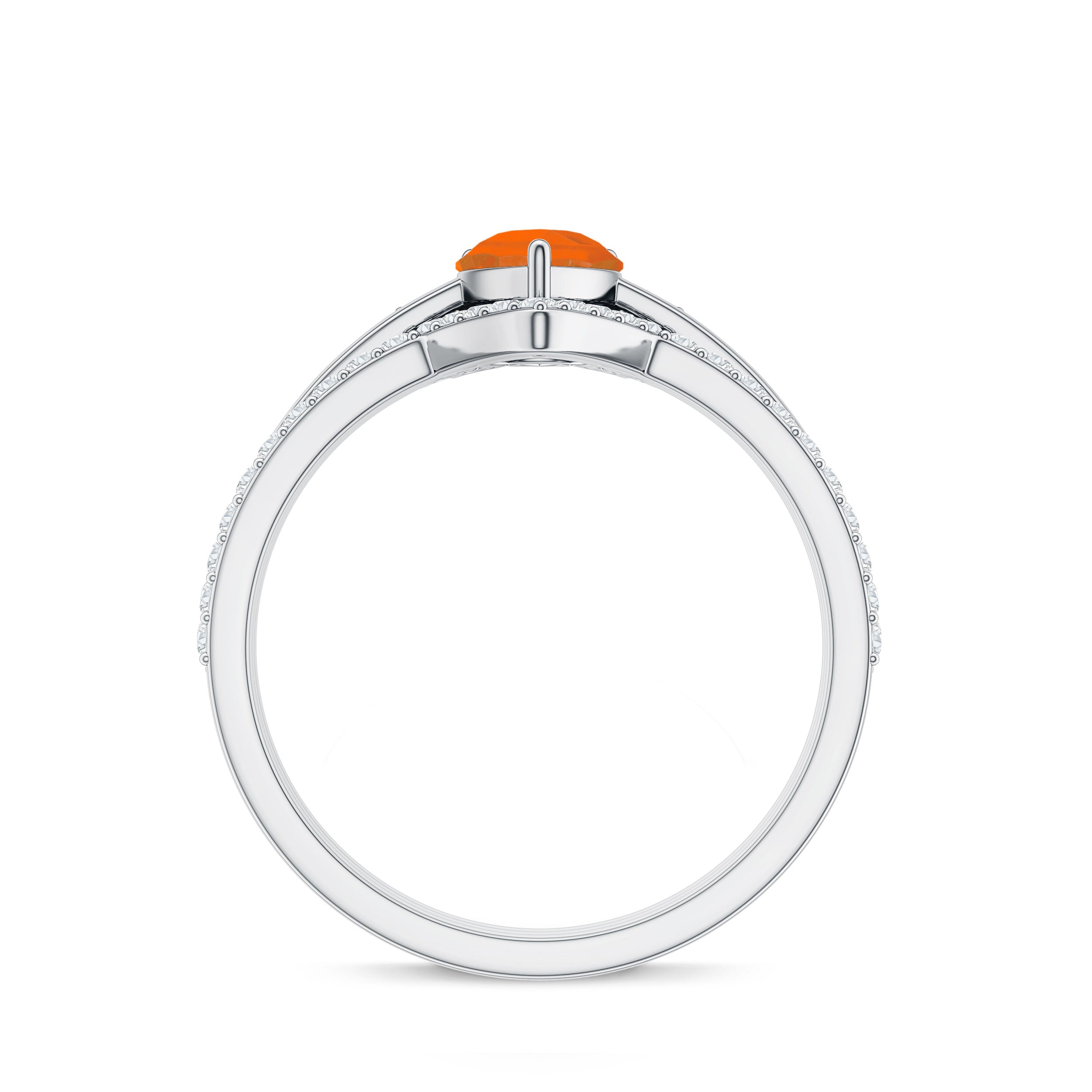 Pear Cut Fire Opal Trio Wedding Ring Set with Moissanite AAA - Rosec Jewels