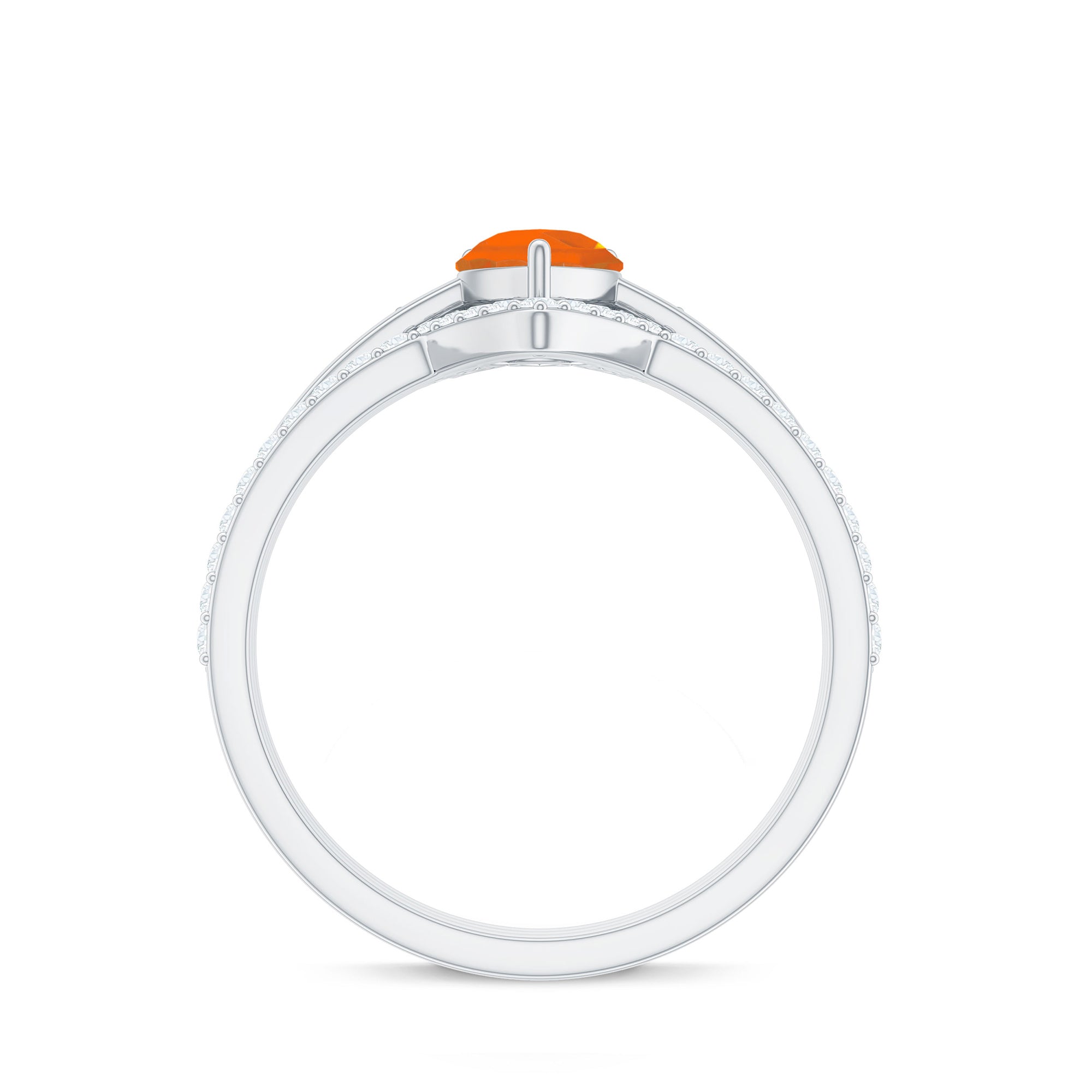 Rosec Jewels-Pear Cut Fire Opal Trio Wedding Ring Set with Moissanite