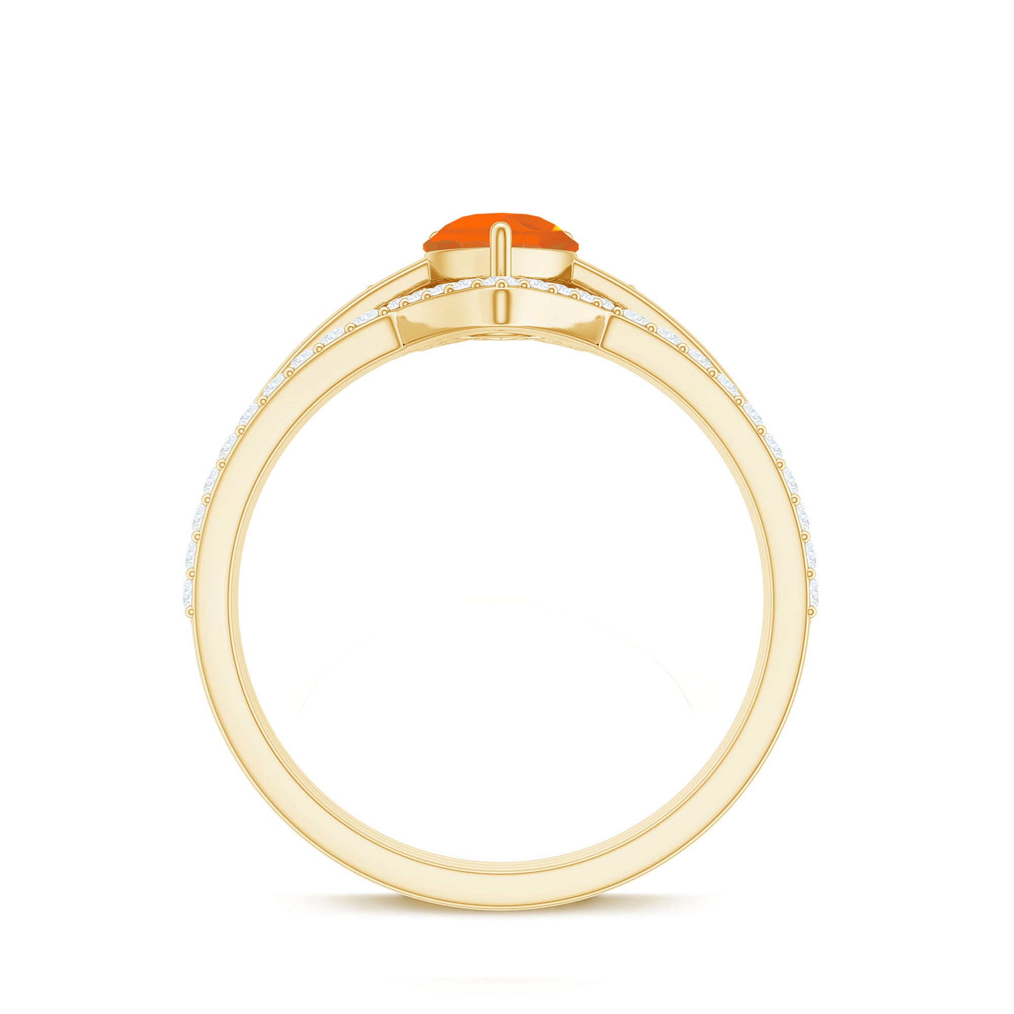 Rosec Jewels-Pear Cut Fire Opal Trio Wedding Ring Set with Moissanite