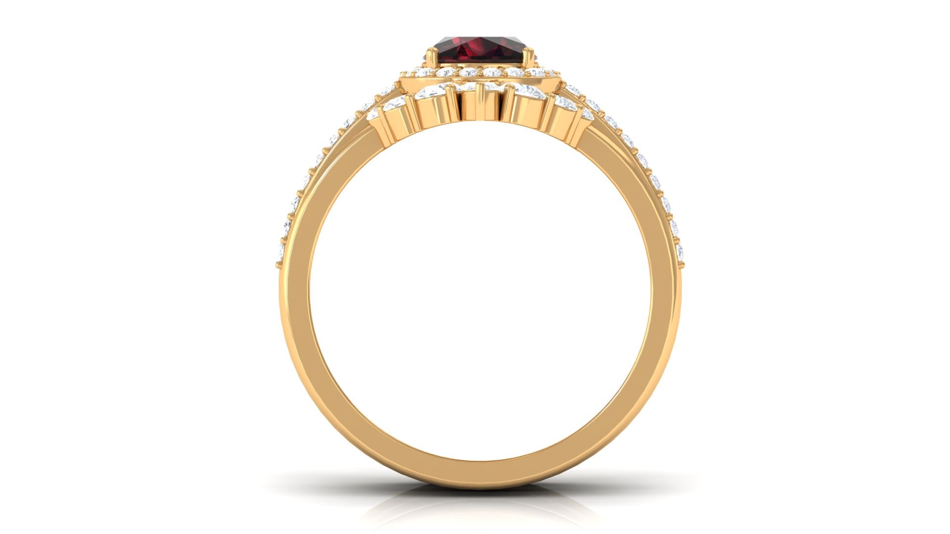 Rosec Jewels-Natural 8mm Cushion Cut Garnet Statement Bridal Ring Set
