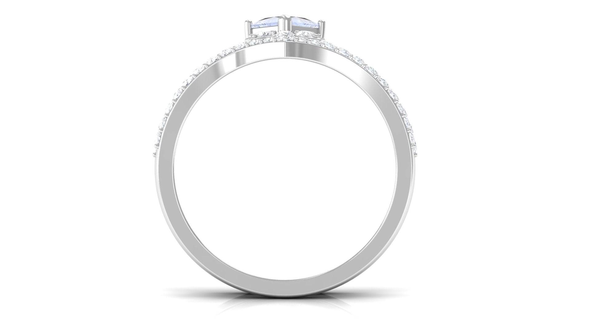Princess Cut Moonstone and Diamond Flower Ring Set AAA - Rosec Jewels