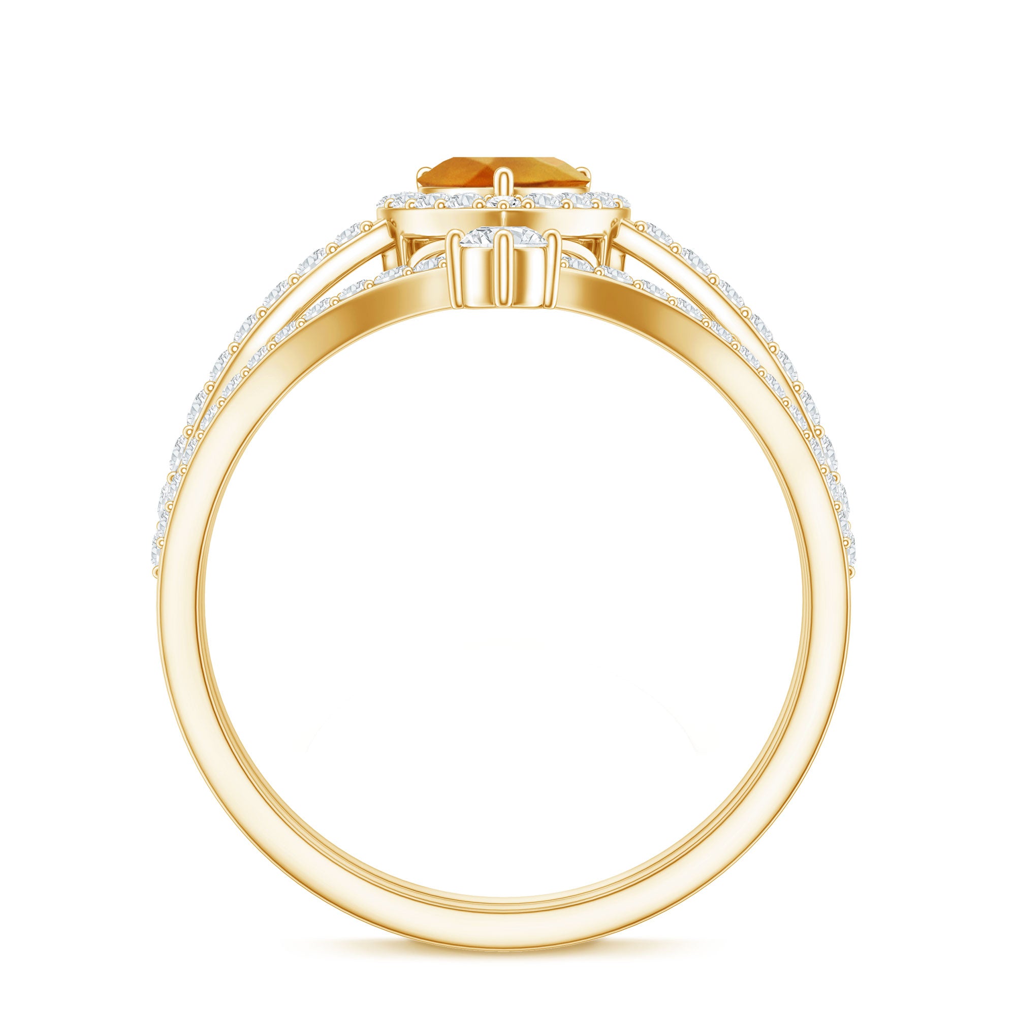 Certified Real Citrine Heart Shape Engagement Ring with Diamond Enhancer AAA - Rosec Jewels