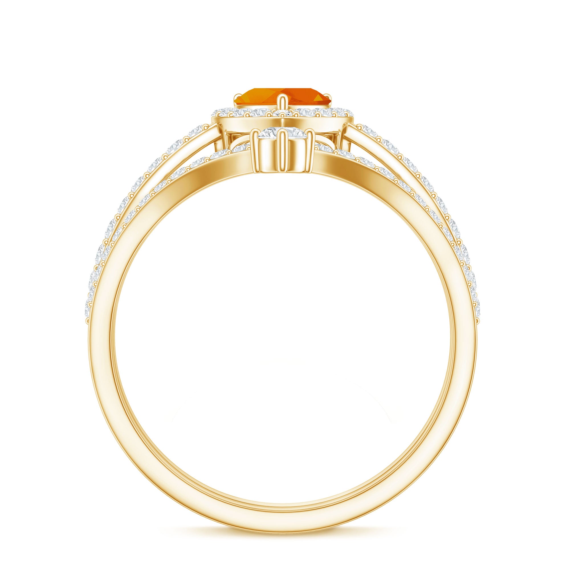 Heart Shape Fire Opal Ring Set with Moissanite AAA - Rosec Jewels