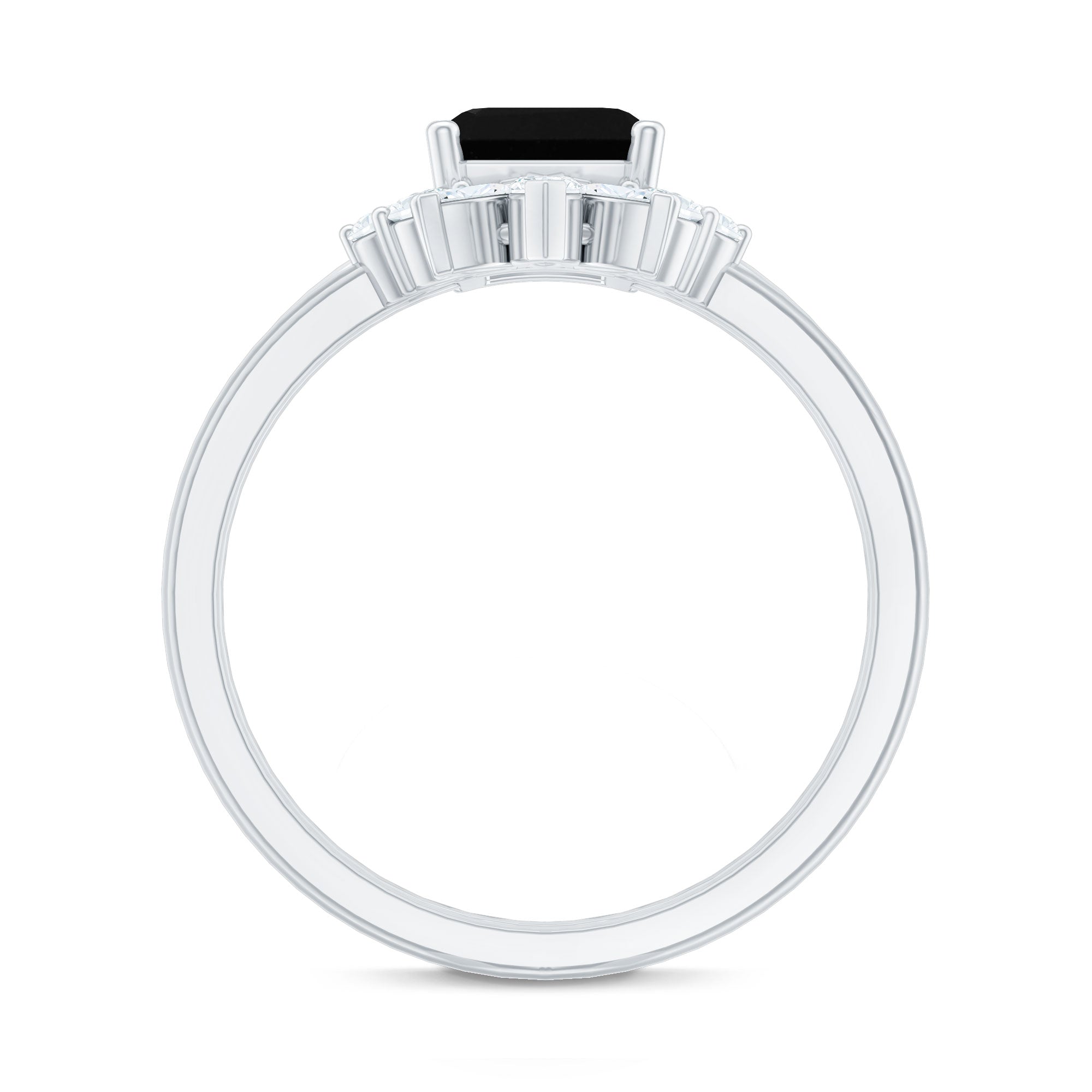 Rosec Jewels-Lab Created Black Diamond Solitaire Wedding Ring Set with Diamond