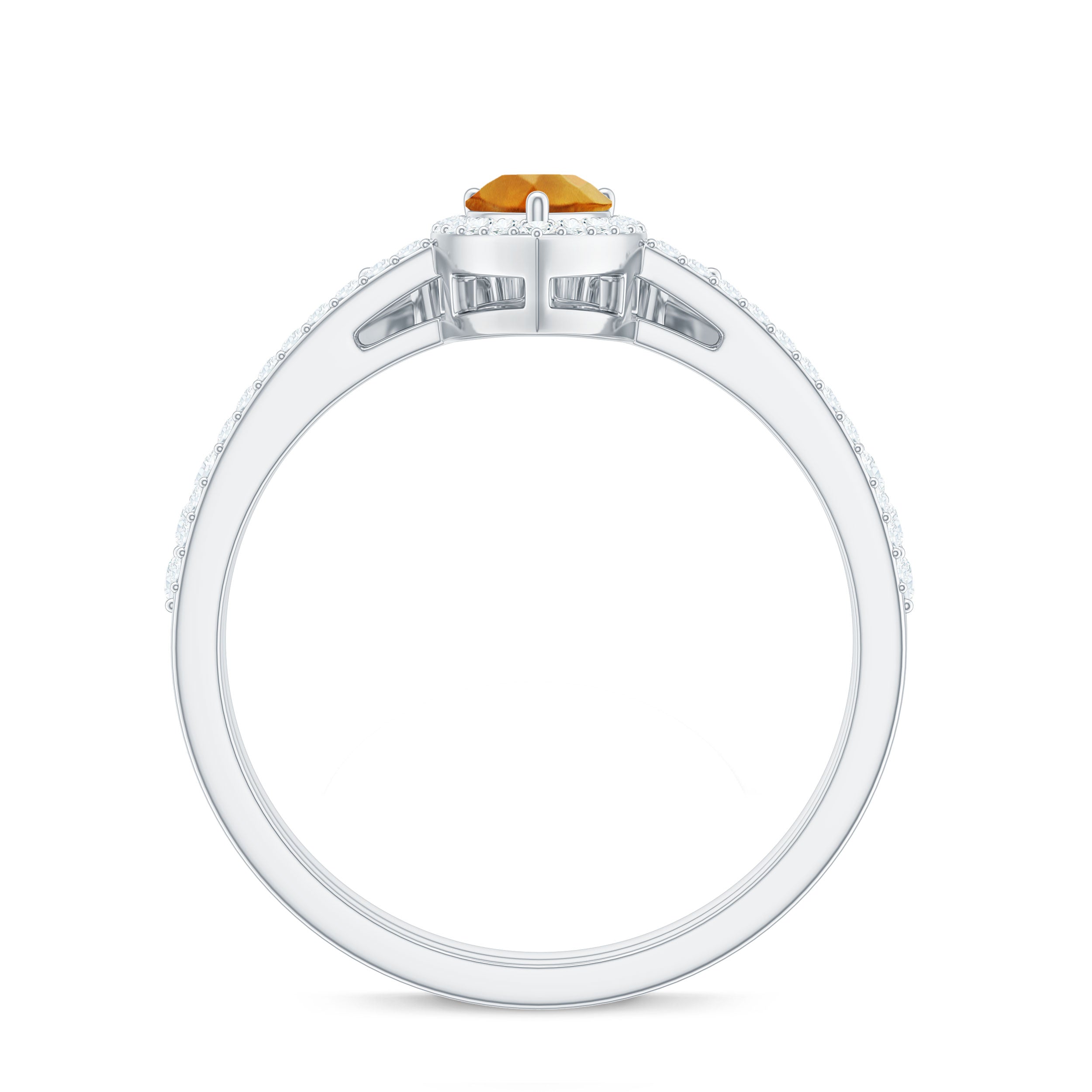 Natural Citrine Teardrop Engagement Ring with Wedding Band AAA - Rosec Jewels