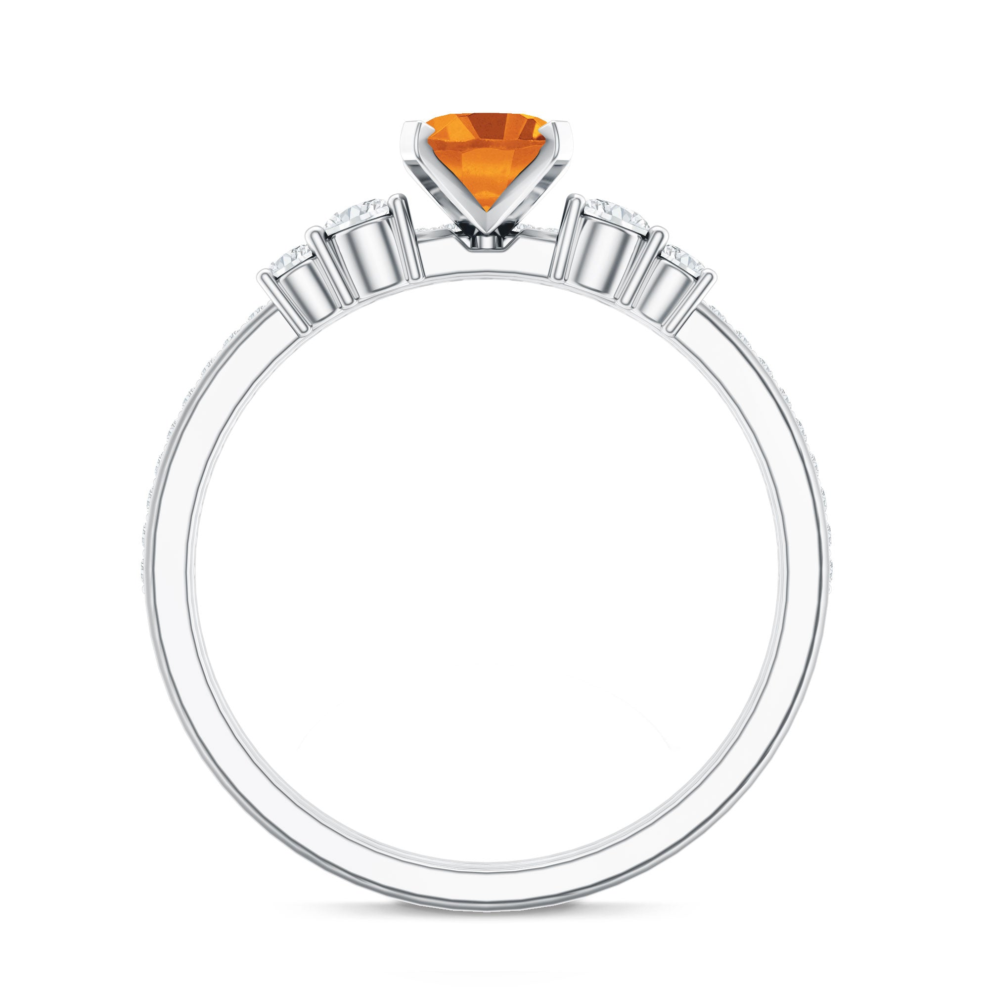 Natural Oval Citrine Diamond Wedding Bridal Ring Set of 2 AAA - Rosec Jewels
