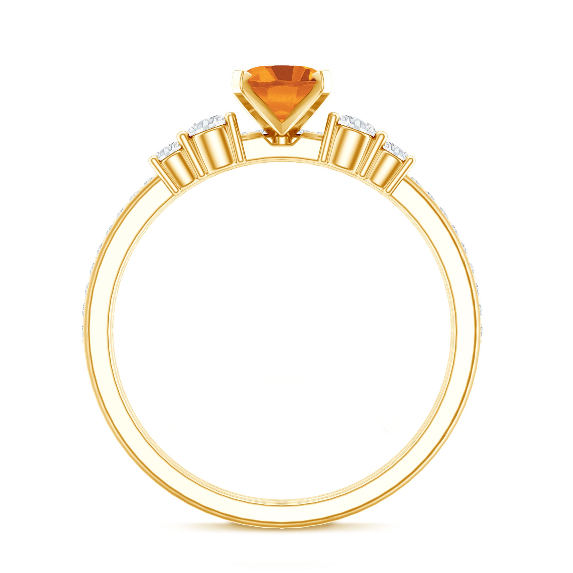 Natural Oval Citrine Diamond Wedding Bridal Ring Set of 2 AAA - Rosec Jewels