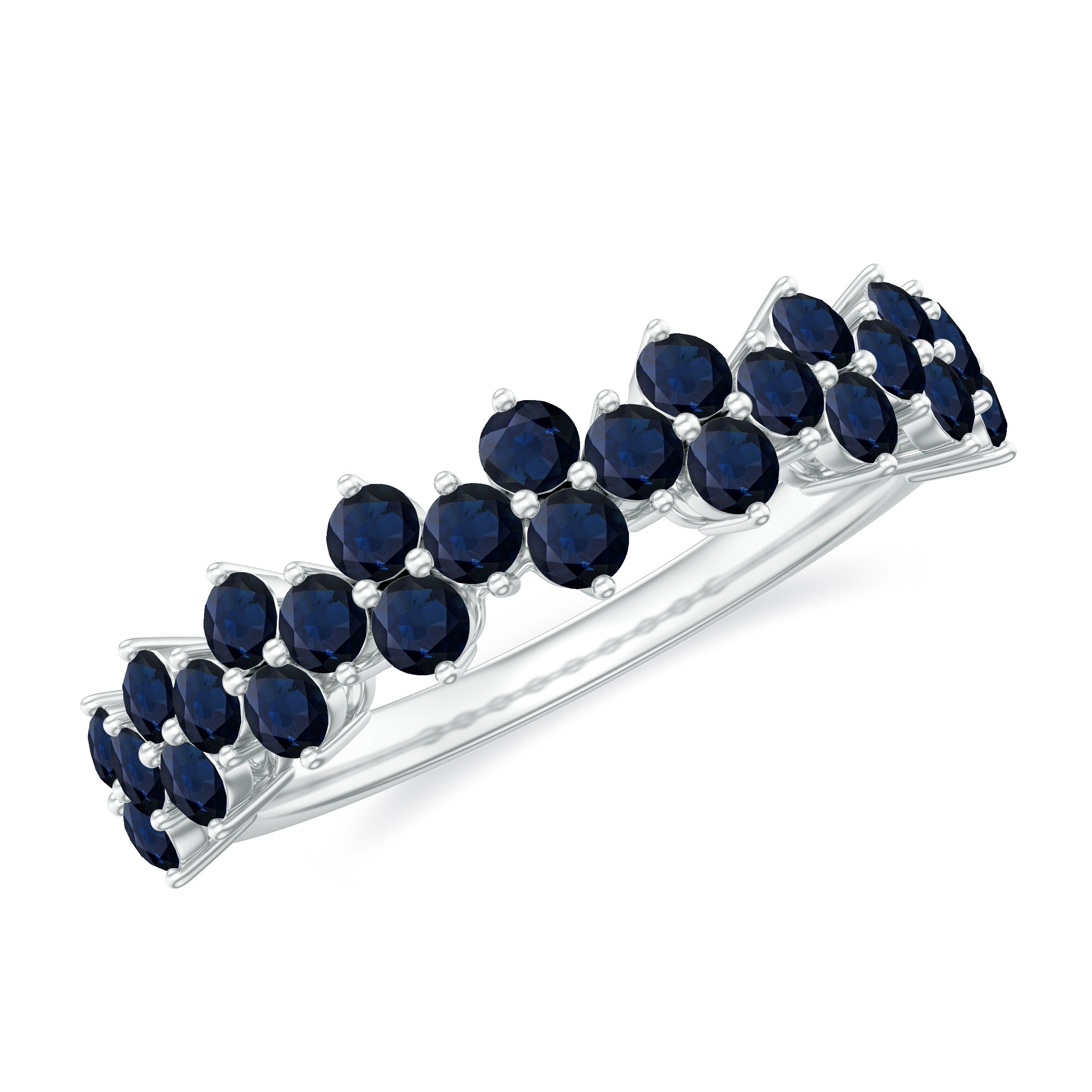 Natural Blue Sapphire Half Eternity Anniversary Ring AAA - Rosec Jewels