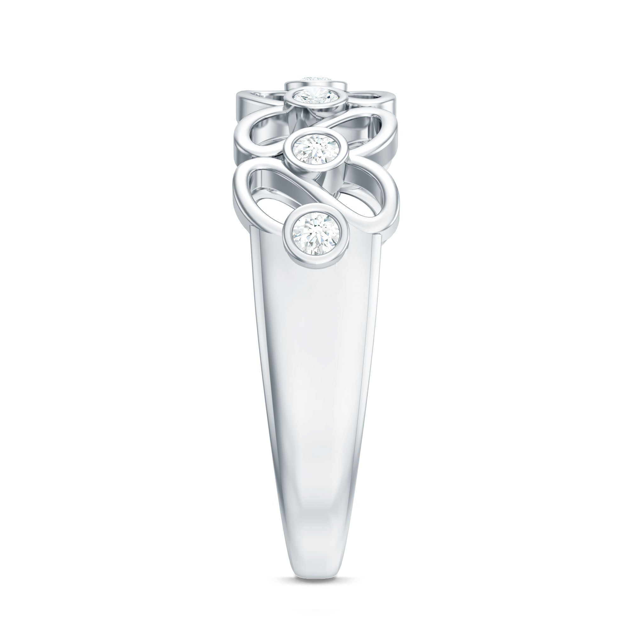Contemporary Diamond Half Eternity Band Ring for Women Natural - ( HI-SI ) - Rosec Jewels