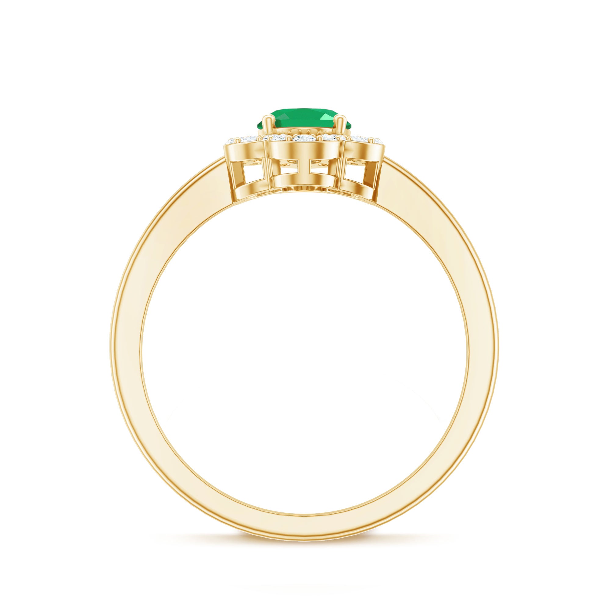 Natural 5X7mm Oval Emerald Engagement Ring with Diamond AAA - Rosec Jewels
