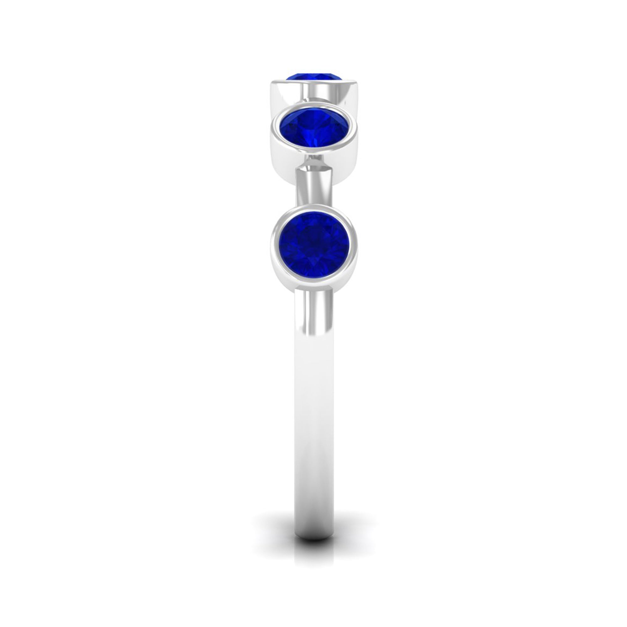 Real Bezel Set Blue Sapphire Half Eternity Ring for Women AAA - Rosec Jewels