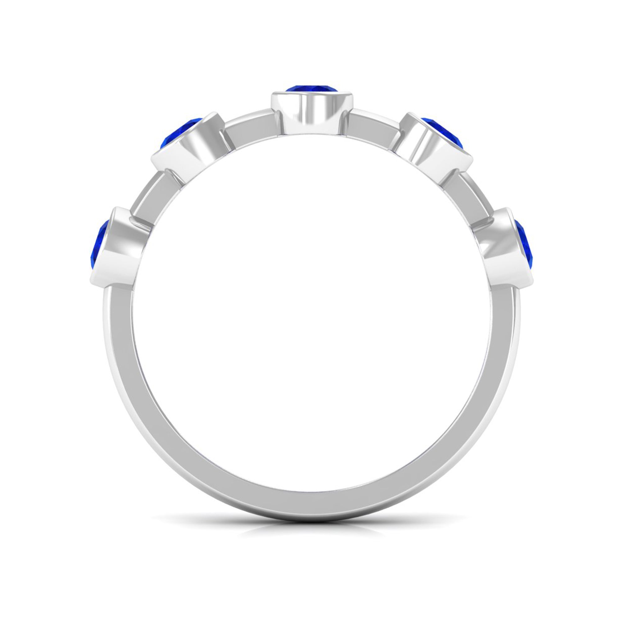 Real Bezel Set Blue Sapphire Half Eternity Ring for Women AAA - Rosec Jewels