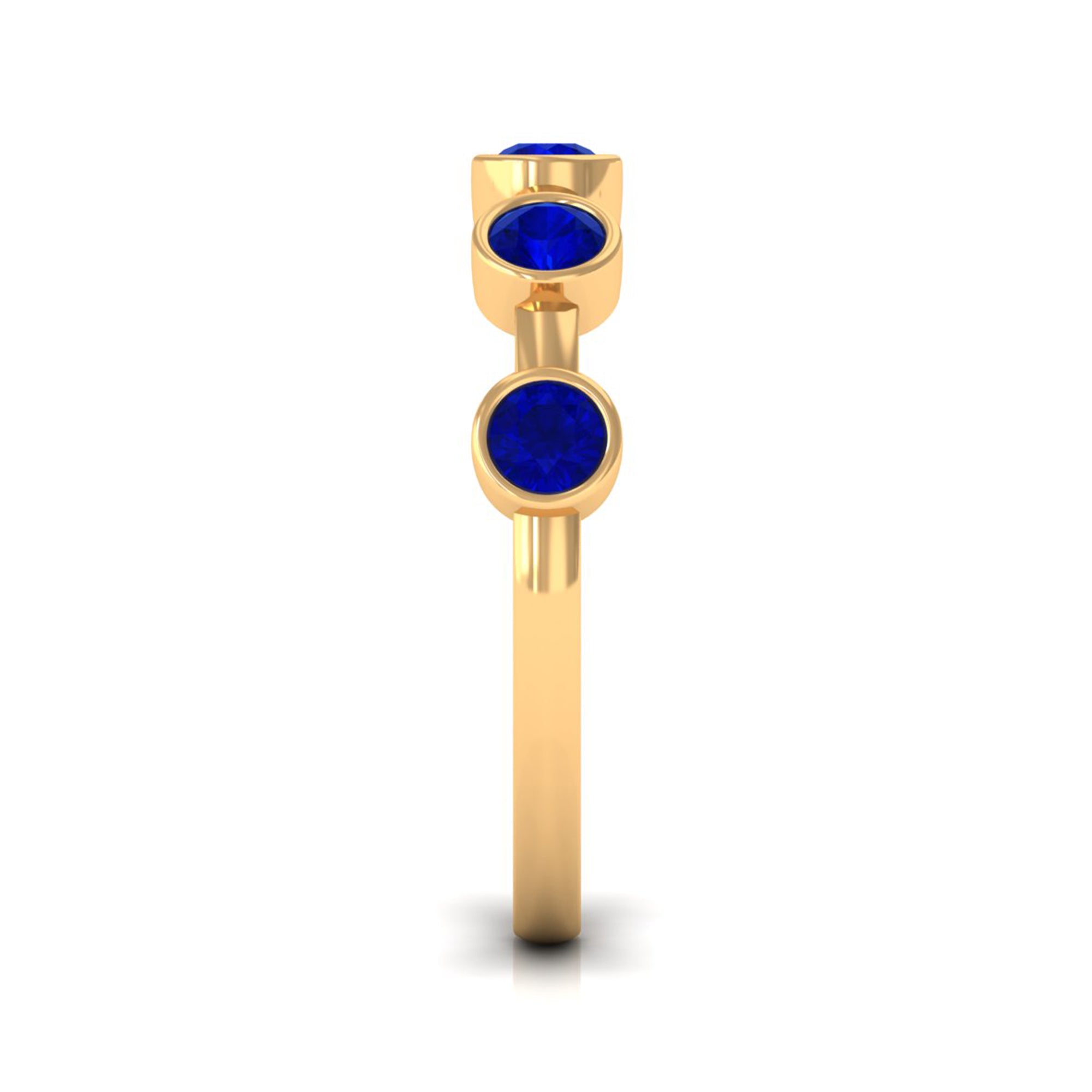 Real Bezel Set Blue Sapphire Half Eternity Ring for Women AAA - Rosec Jewels