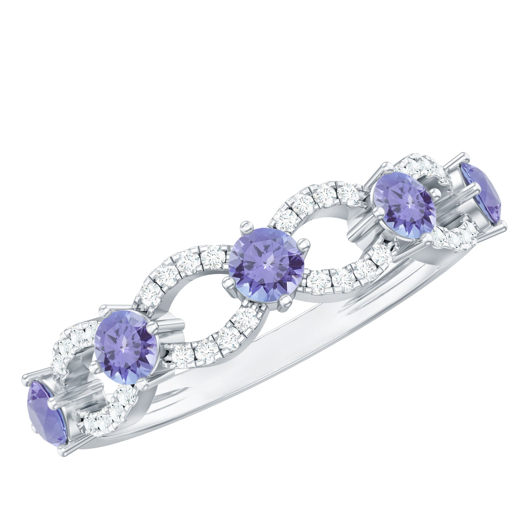 Rosec Jewels-Real Tanzanite Diamond Half Eternity Ring for Women