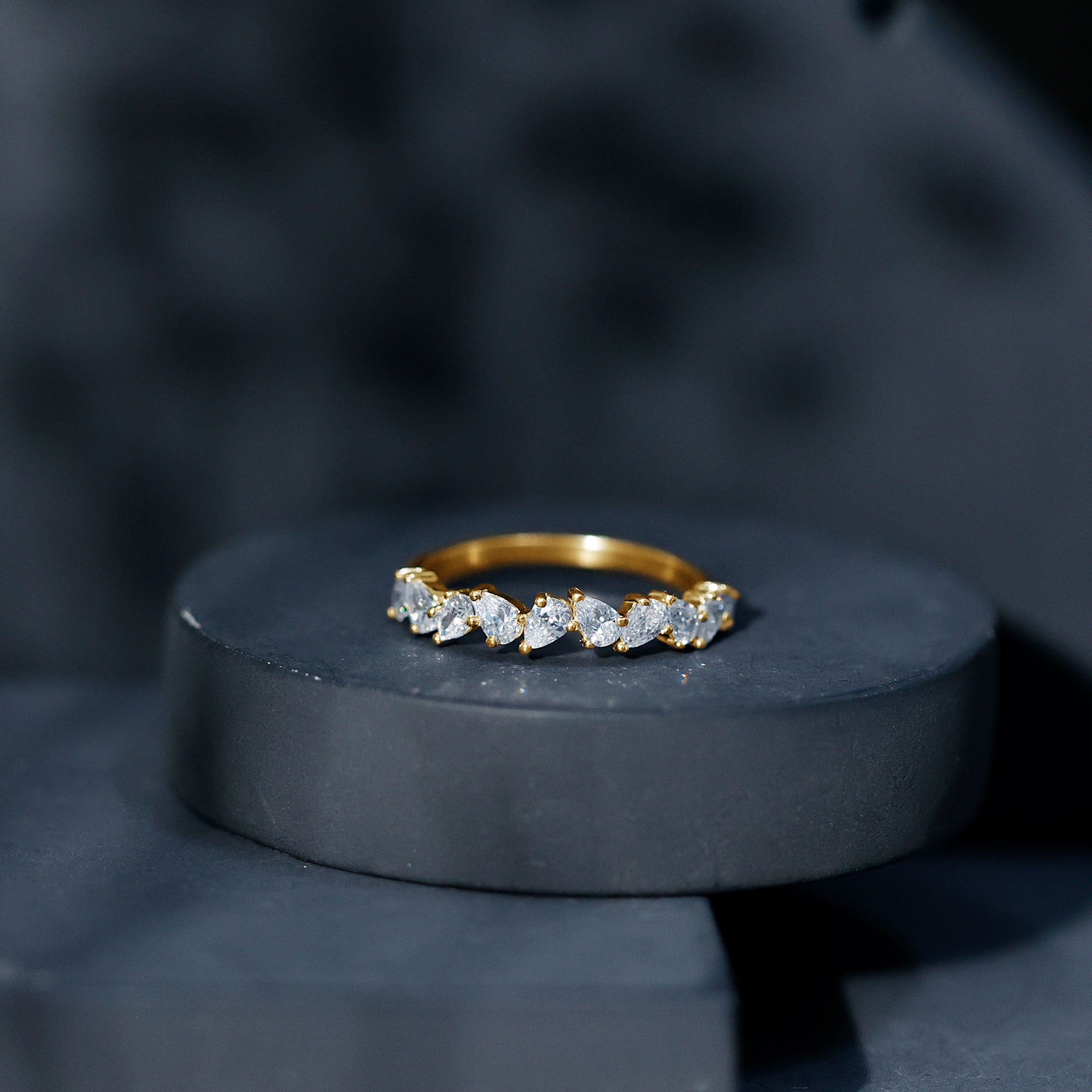 Natural Pear Shape Diamond Half Eternity Ring for Women Natural - ( HI-SI ) - Rosec Jewels
